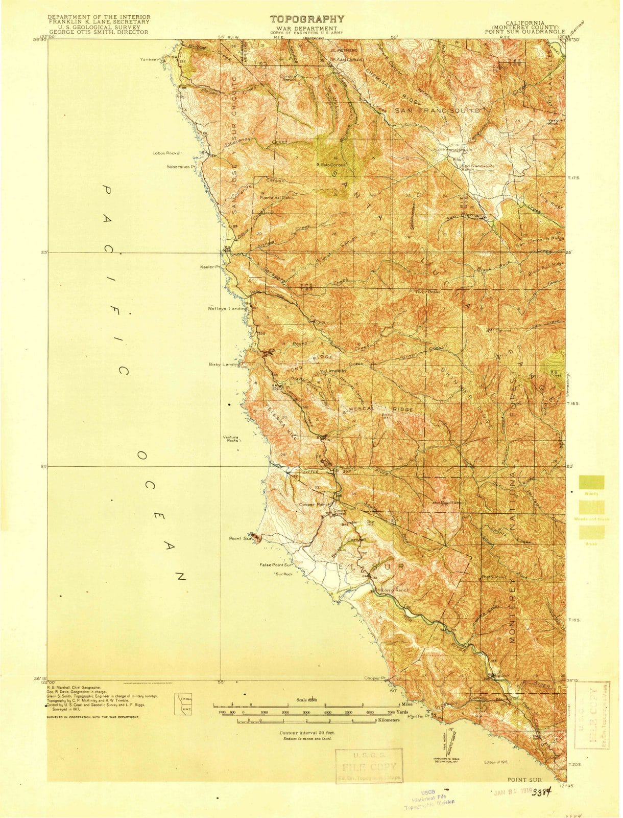 1918 Point Sur, CA - California - USGS Topographic Map