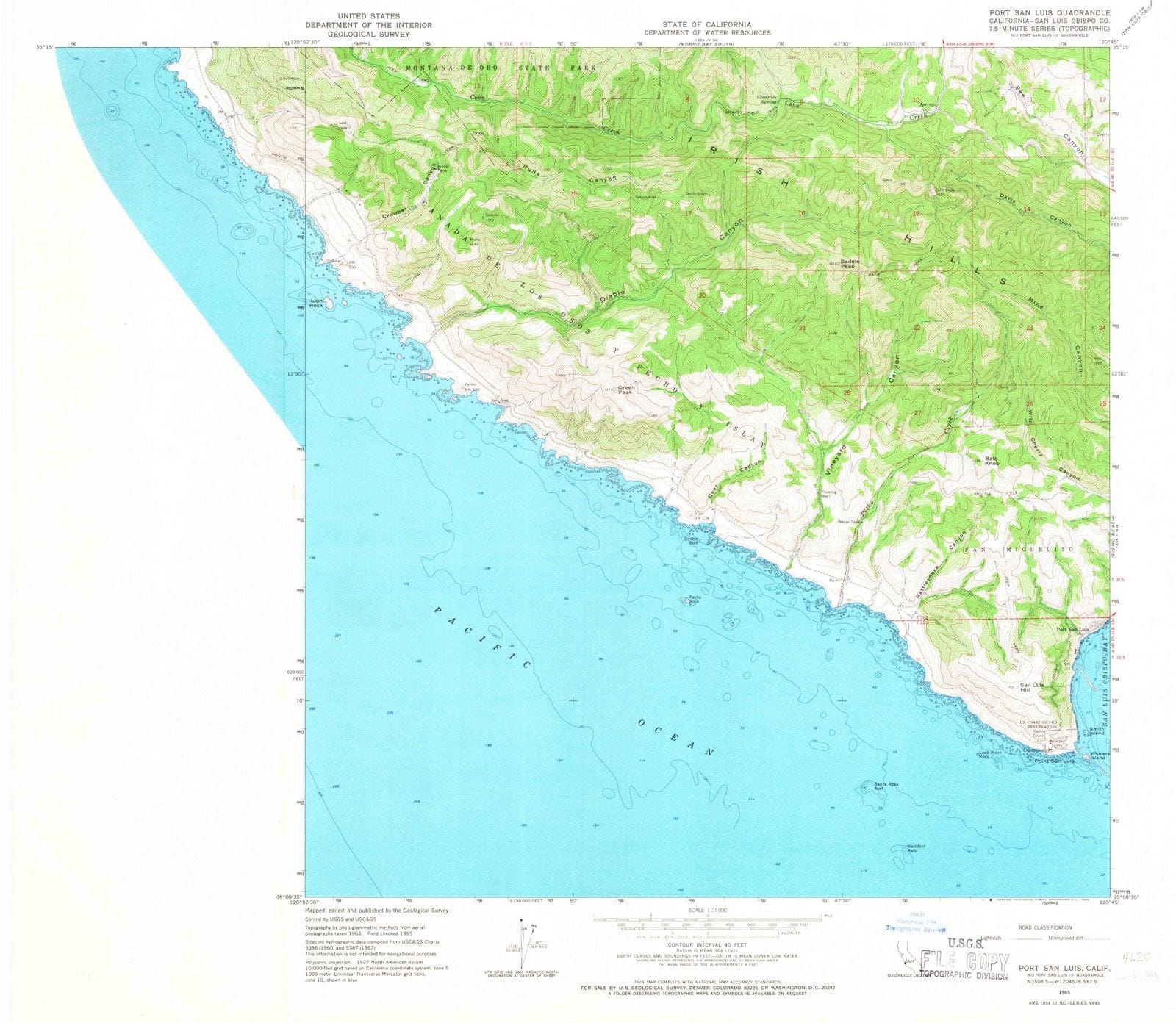 1965 Port San Luis, CA - California - USGS Topographic Map