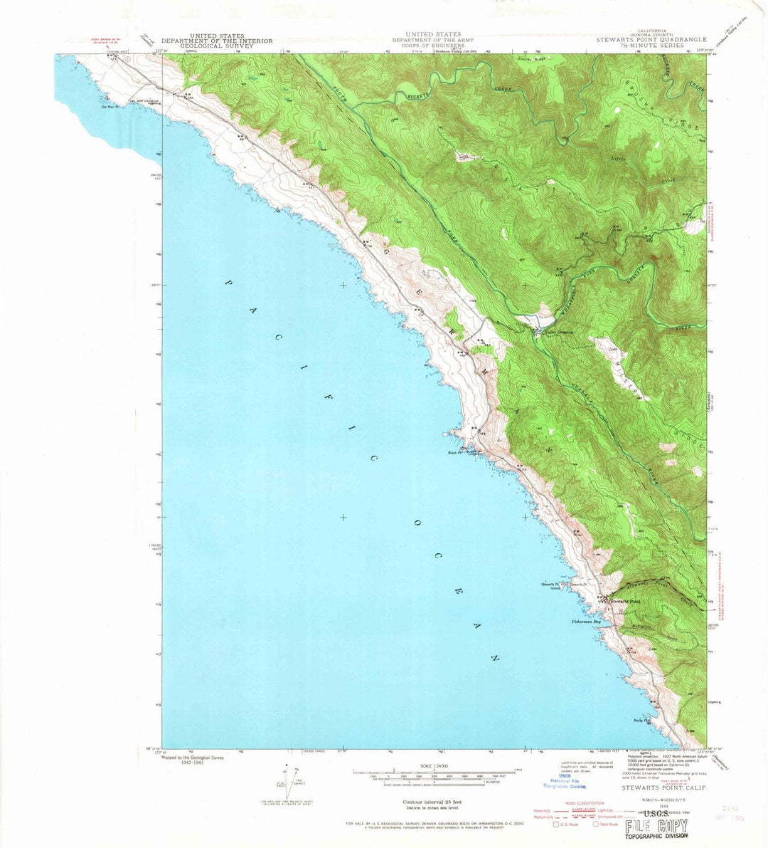 1943 Stewarts Point, CA - California - USGS Topographic Map