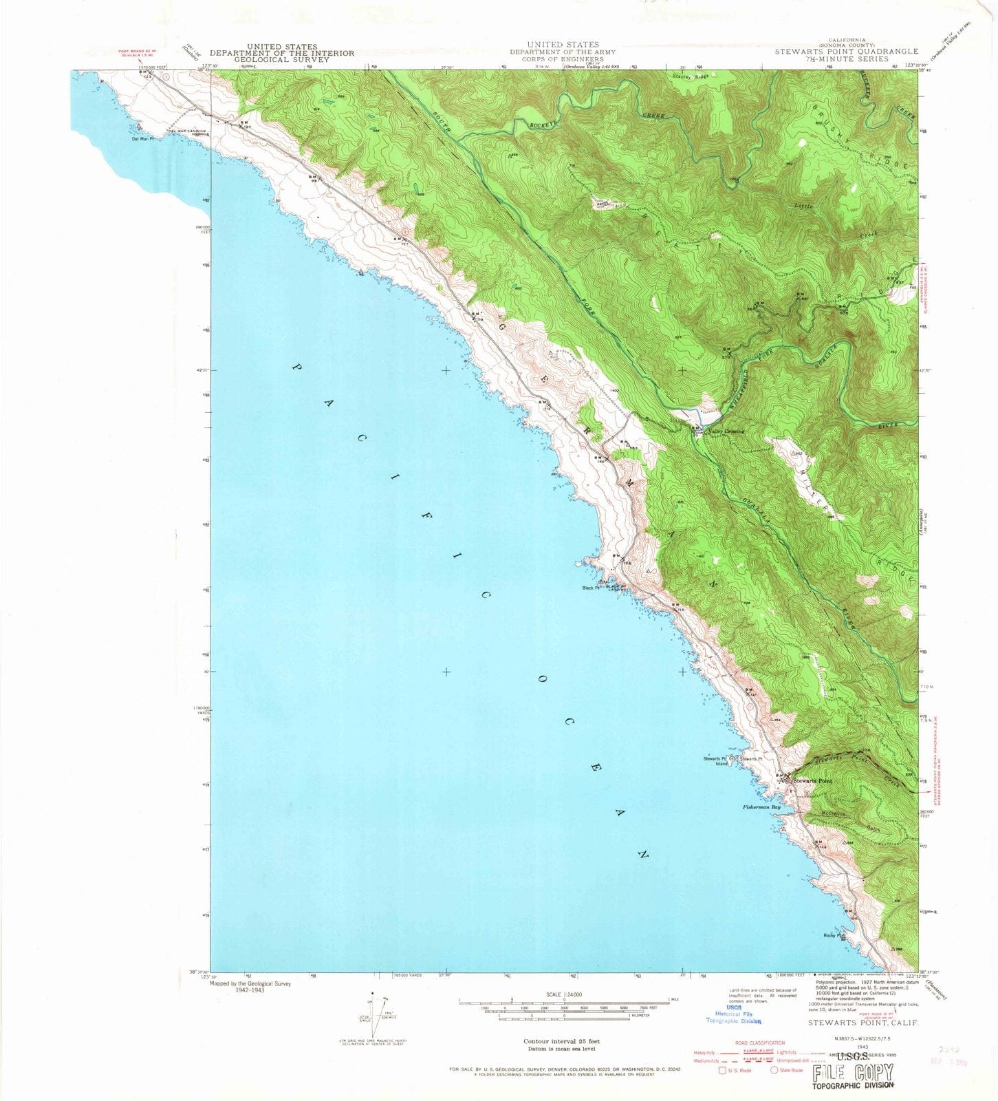 1943 Stewarts Point, CA - California - USGS Topographic Map