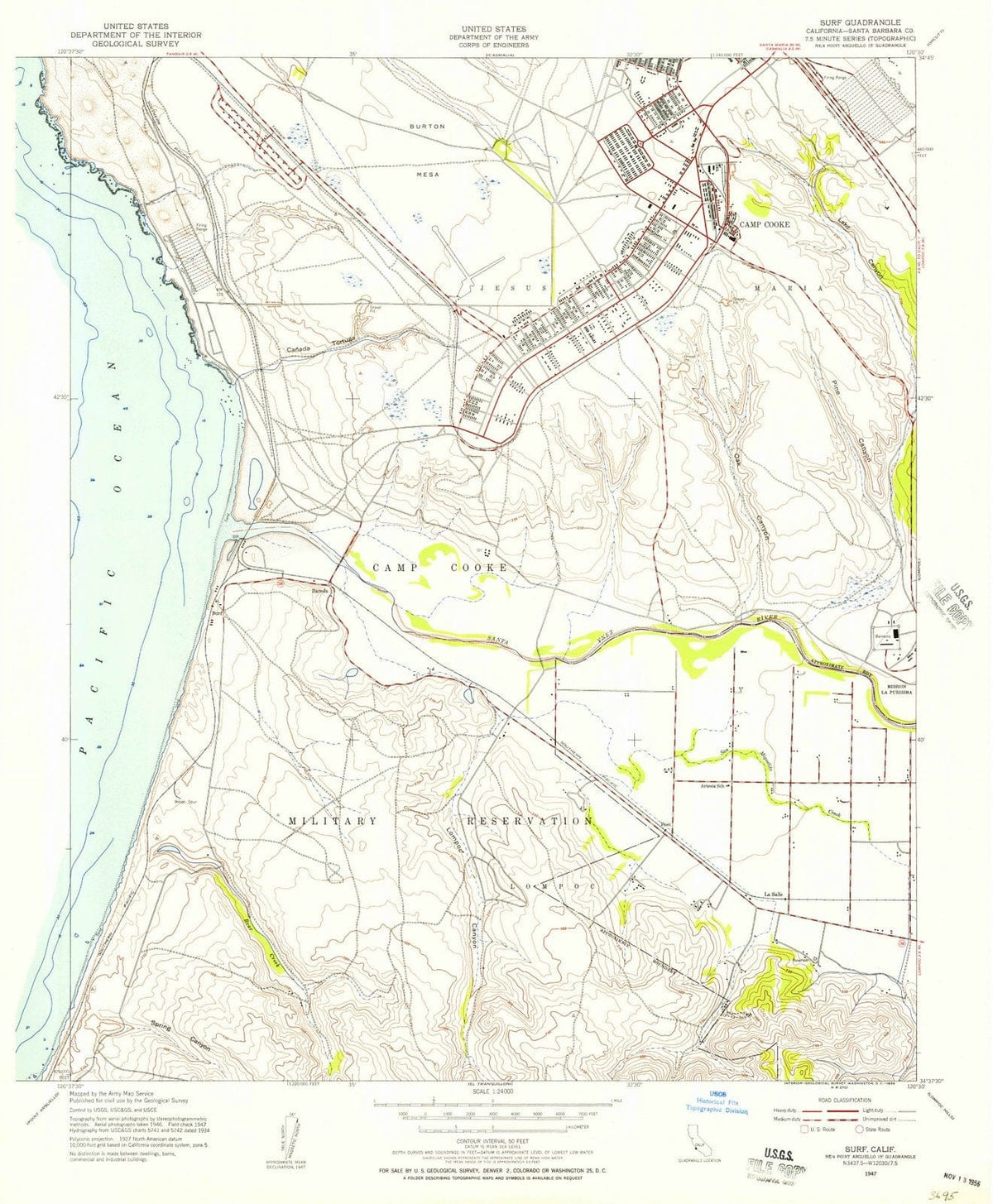 1947 Surf, CA - California - USGS Topographic Map