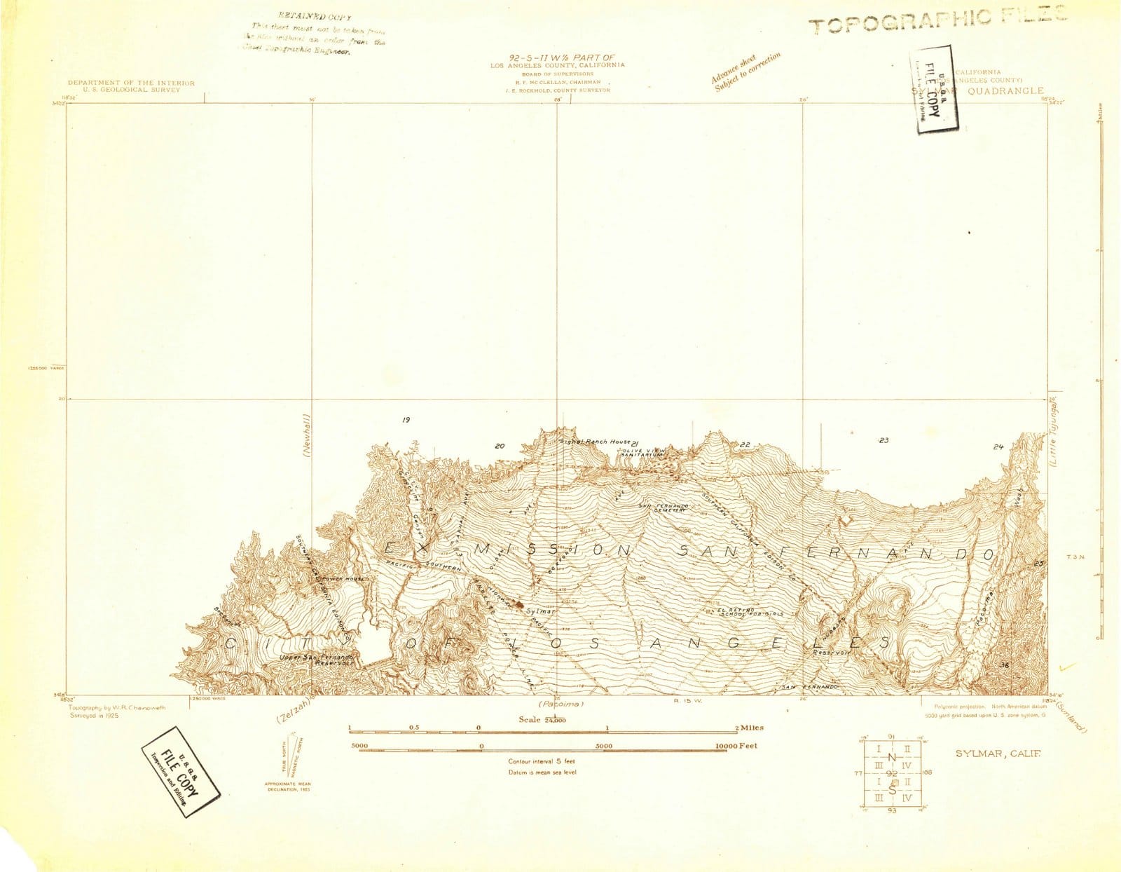 1925 Sylmar, CA - California - USGS Topographic Map