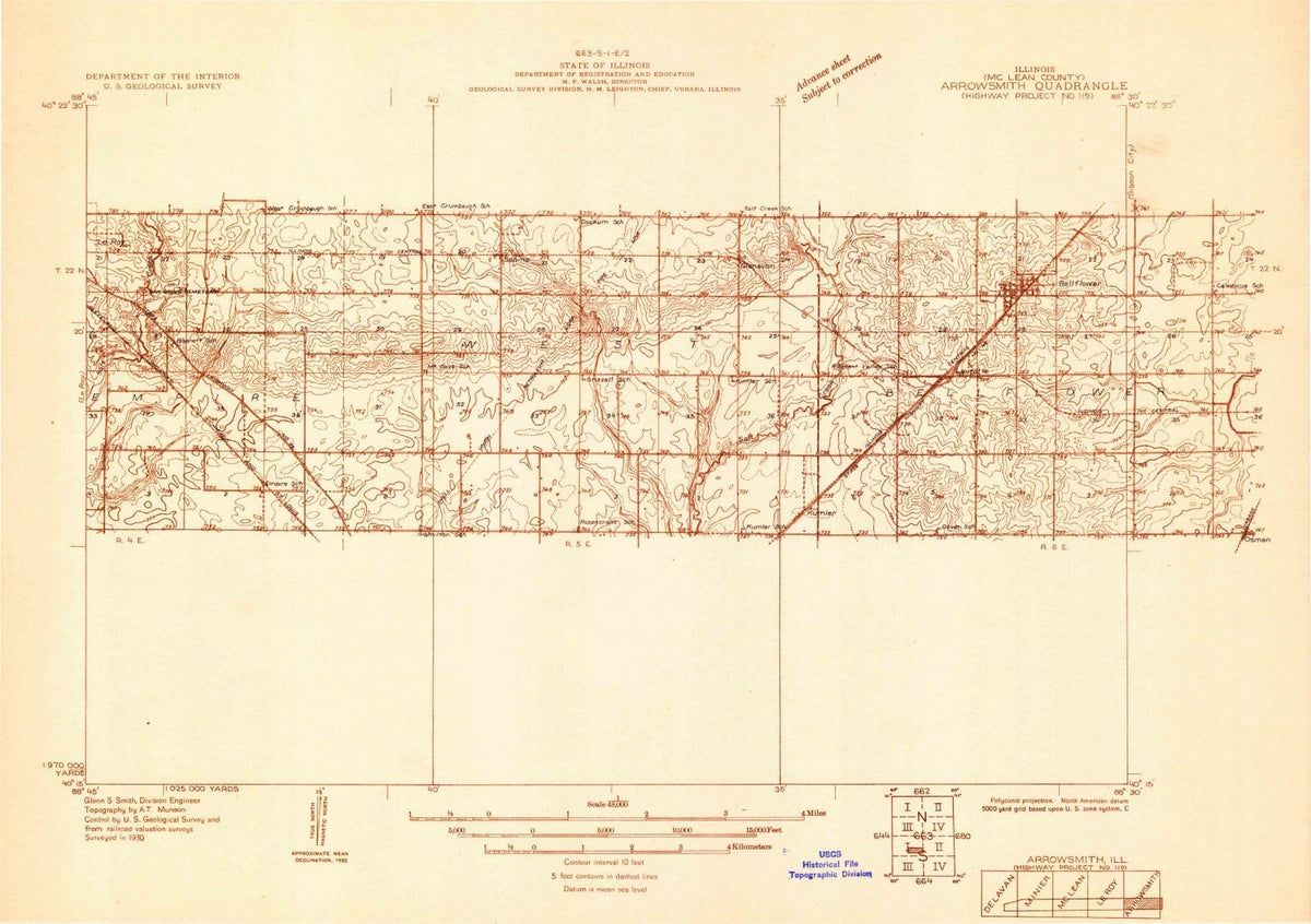 1930 Arrowsmith, IL - Illinois - USGS Topographic Map