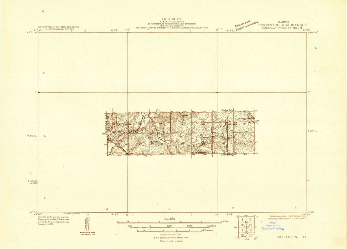 1930 Forreston, IL - Illinois - USGS Topographic Map