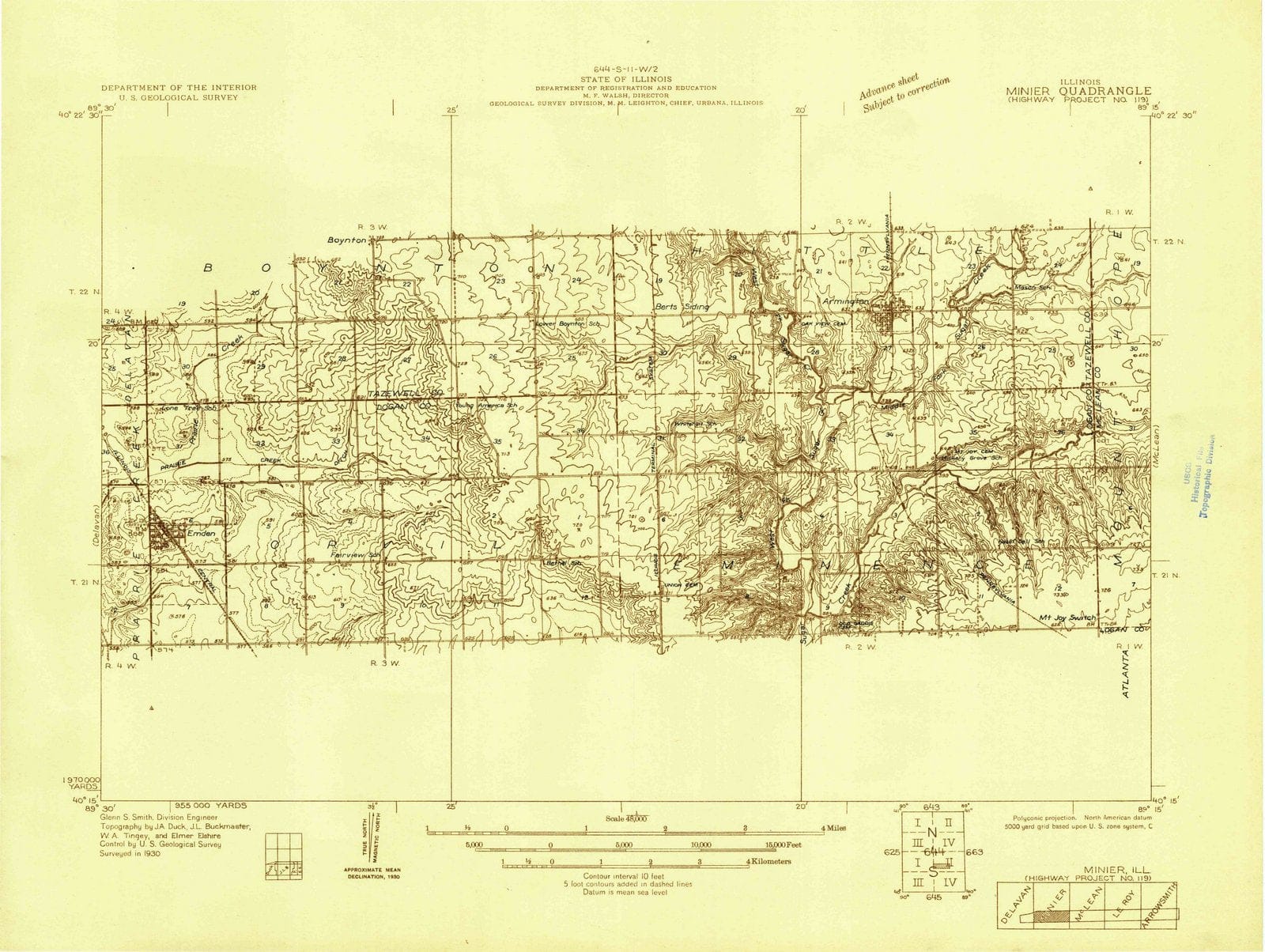 1930 Minier, IL - Illinois - USGS Topographic Map