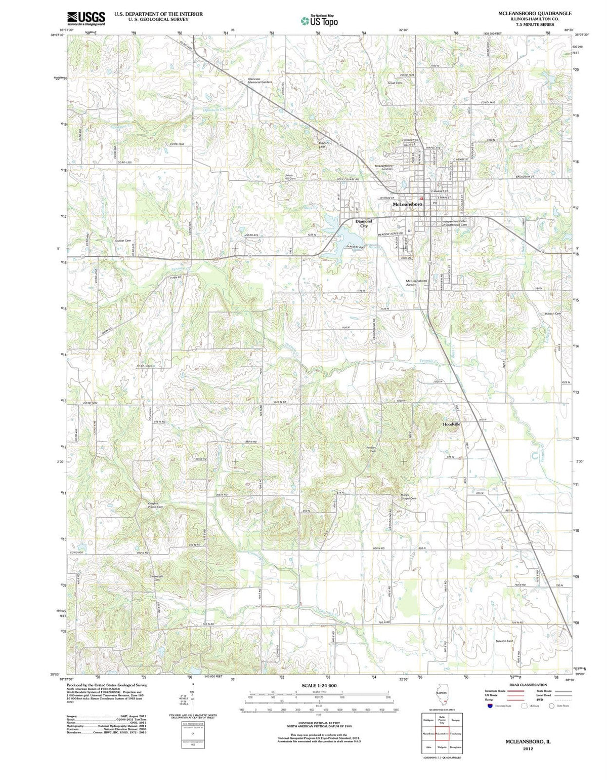 2012 McLeansboro, IL - Illinois - USGS Topographic Map
