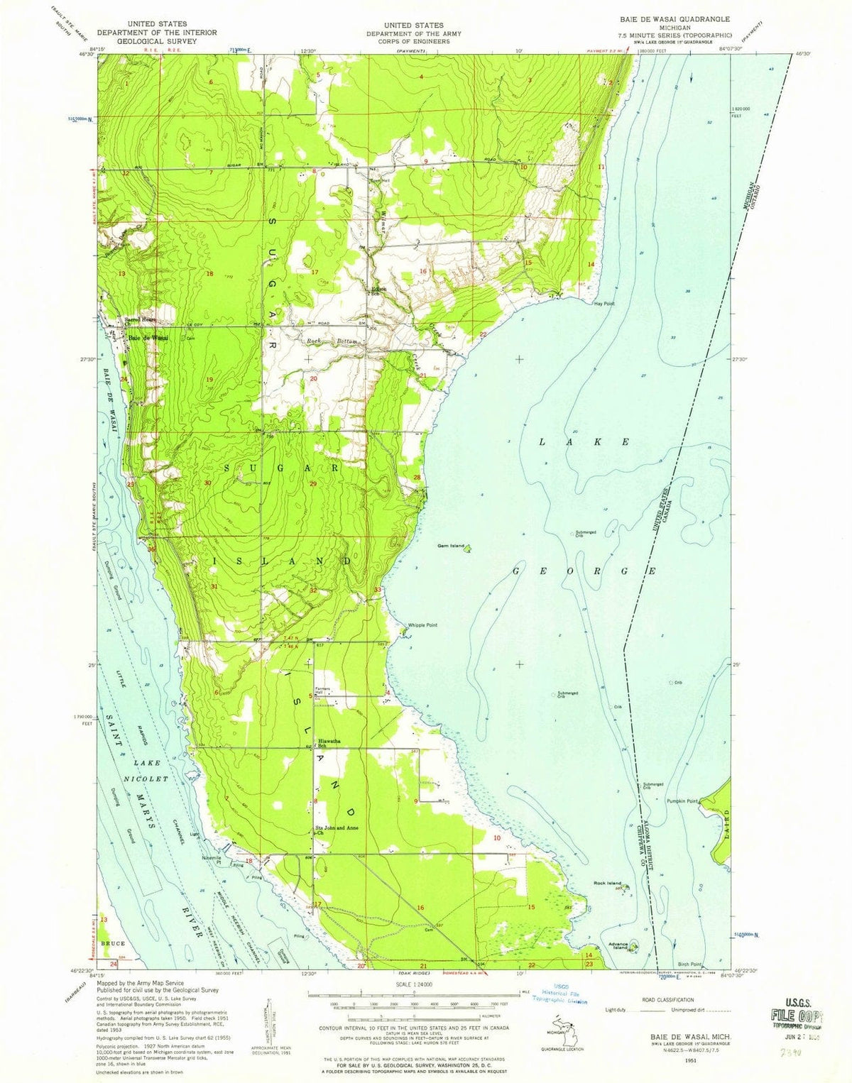 1951 Baiee Wasai, MI - Michigan - USGS Topographic Map