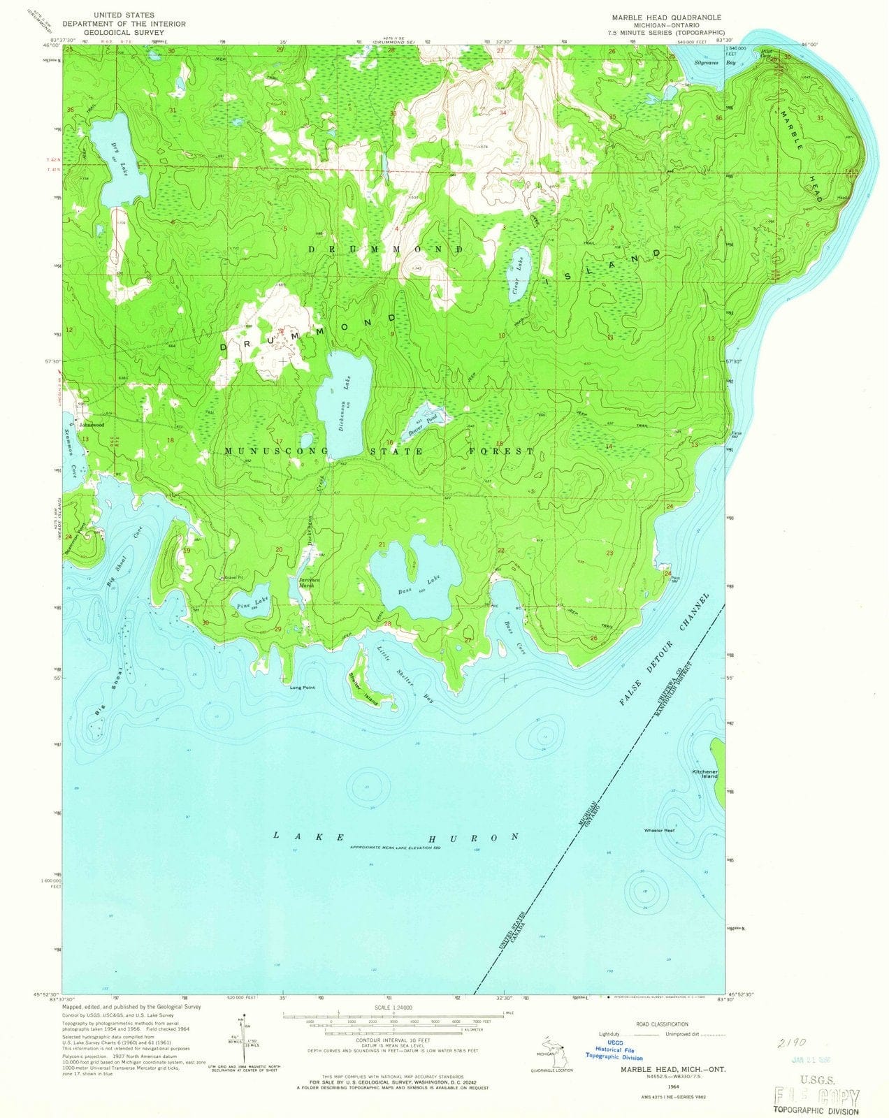 1964 Marble Head, MI - Michigan - USGS Topographic Map