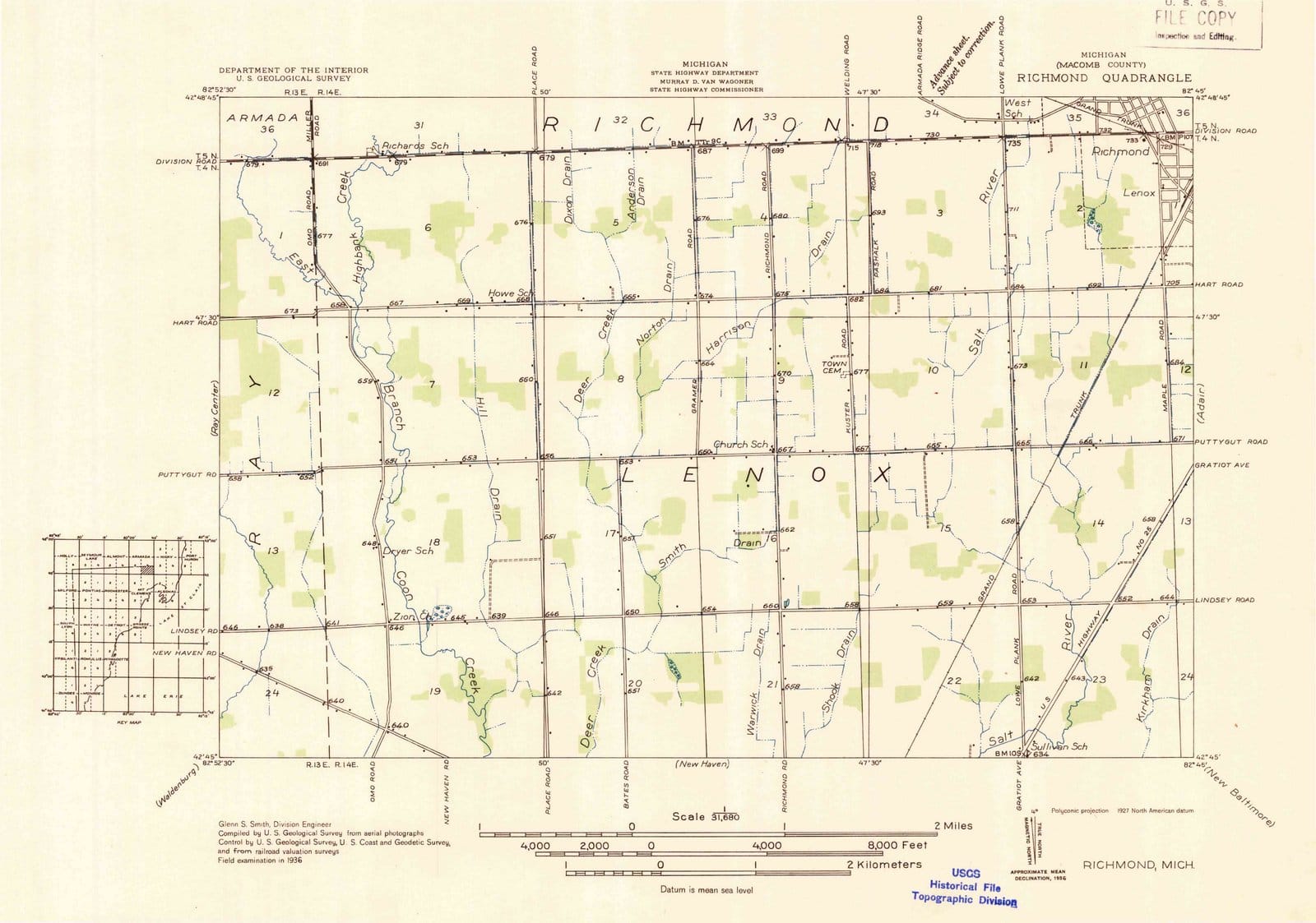 1936 Richmond, MI - Michigan - USGS Topographic Map