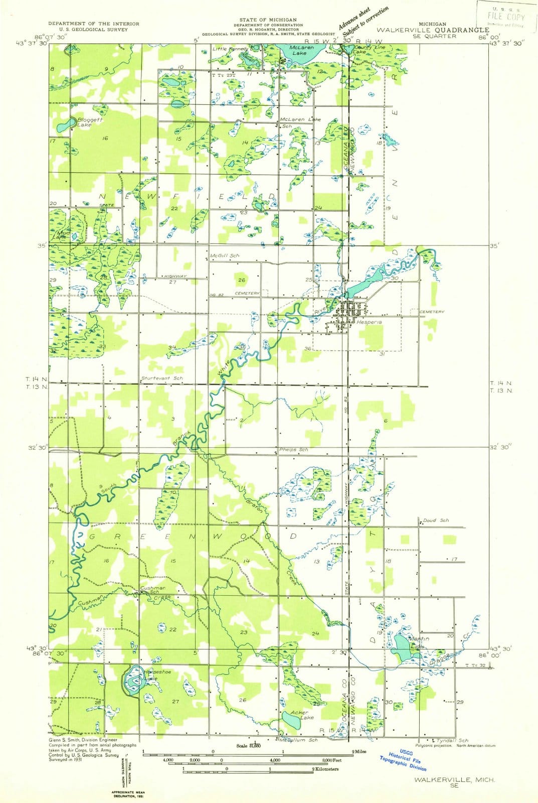 1931 Walkerville, MI - Michigan - USGS Topographic Map