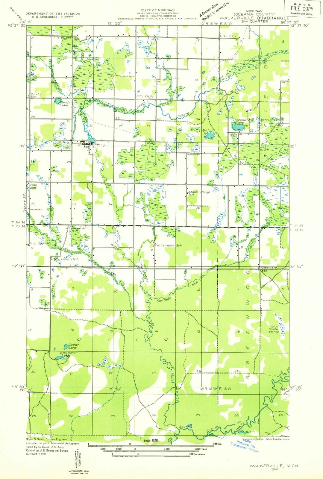 1931 Walkerville, MI - Michigan - USGS Topographic Map v2
