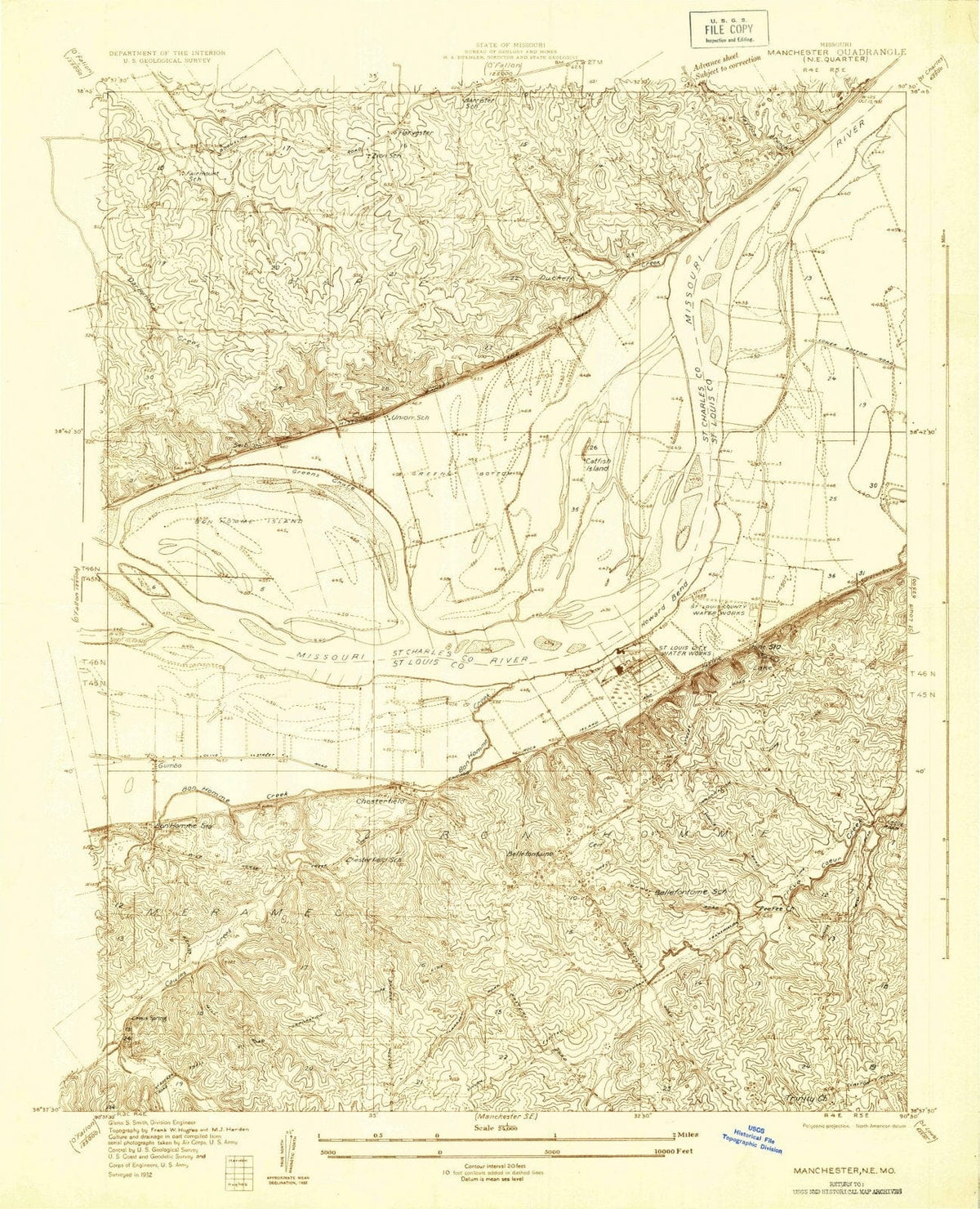 1932 Manchester, MO - Missouri - USGS Topographic Map