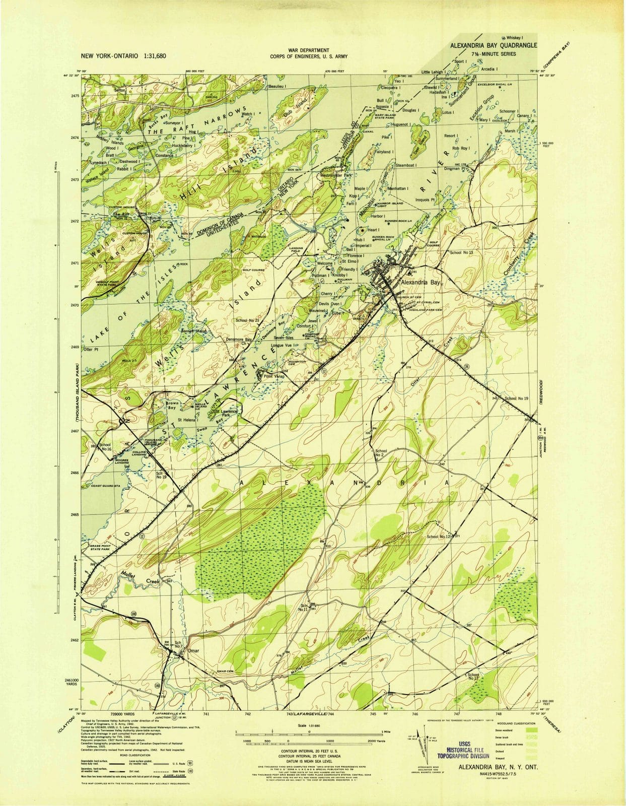 1943 Alexandria Bay, NY - New York - USGS Topographic Map