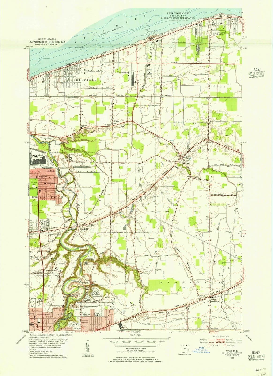 1953 Avon, OH - Ohio - USGS Topographic Map