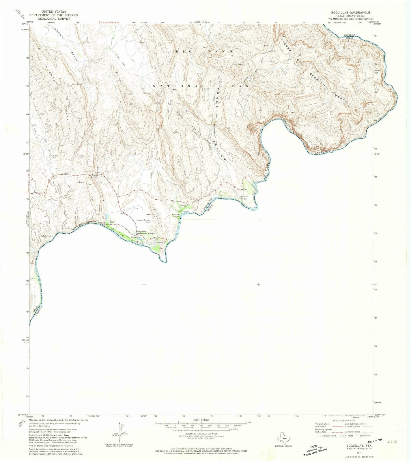 1971 Boquillas, TX - Texas - USGS Topographic Map