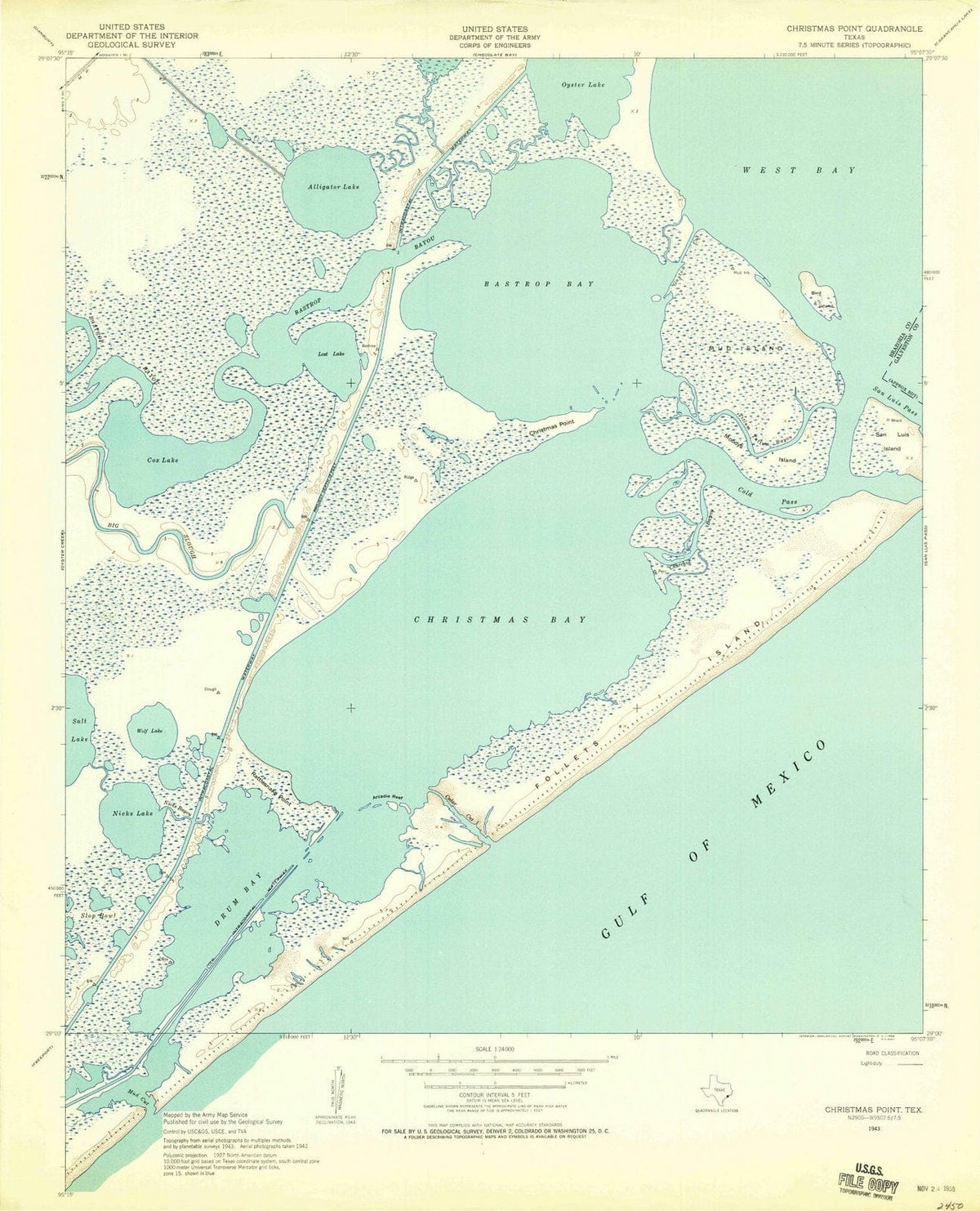 1943 Christmas Point, TX - Texas - USGS Topographic Map
