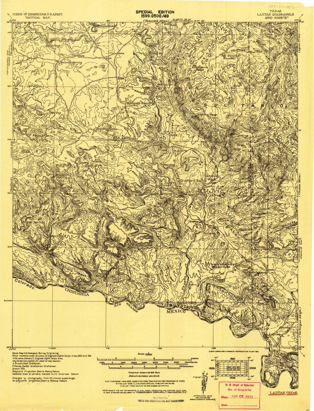 1931 Lajitas, TX - Texas - USGS Topographic Map