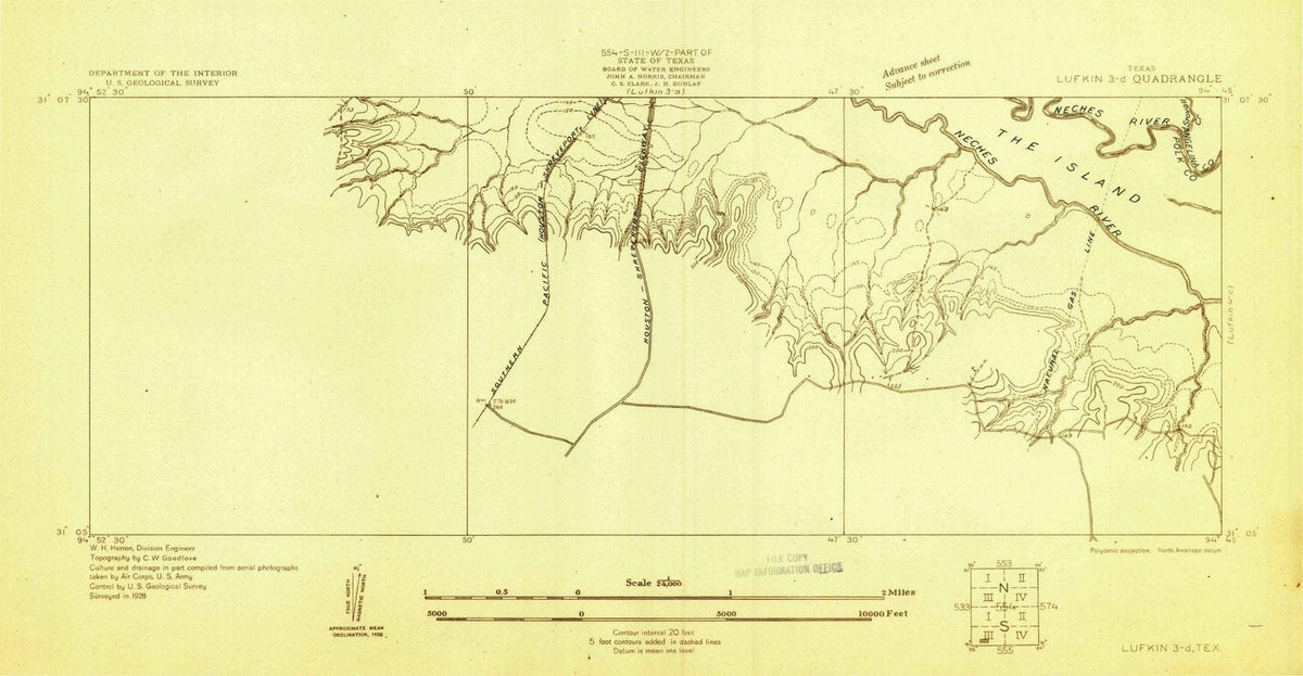 1928 Lufkin 3, TX - Texas - USGS Topographic Map