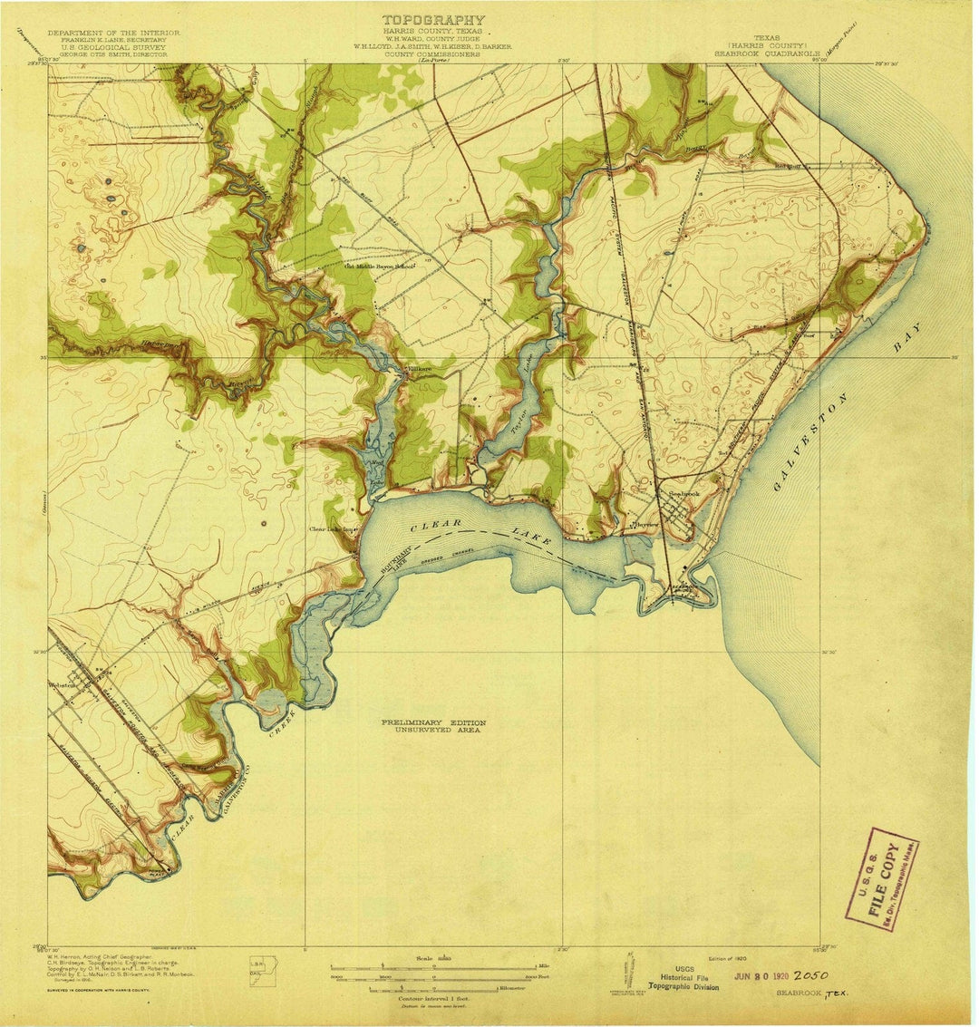 1920 Seabrook, TX - Texas - USGS Topographic Map