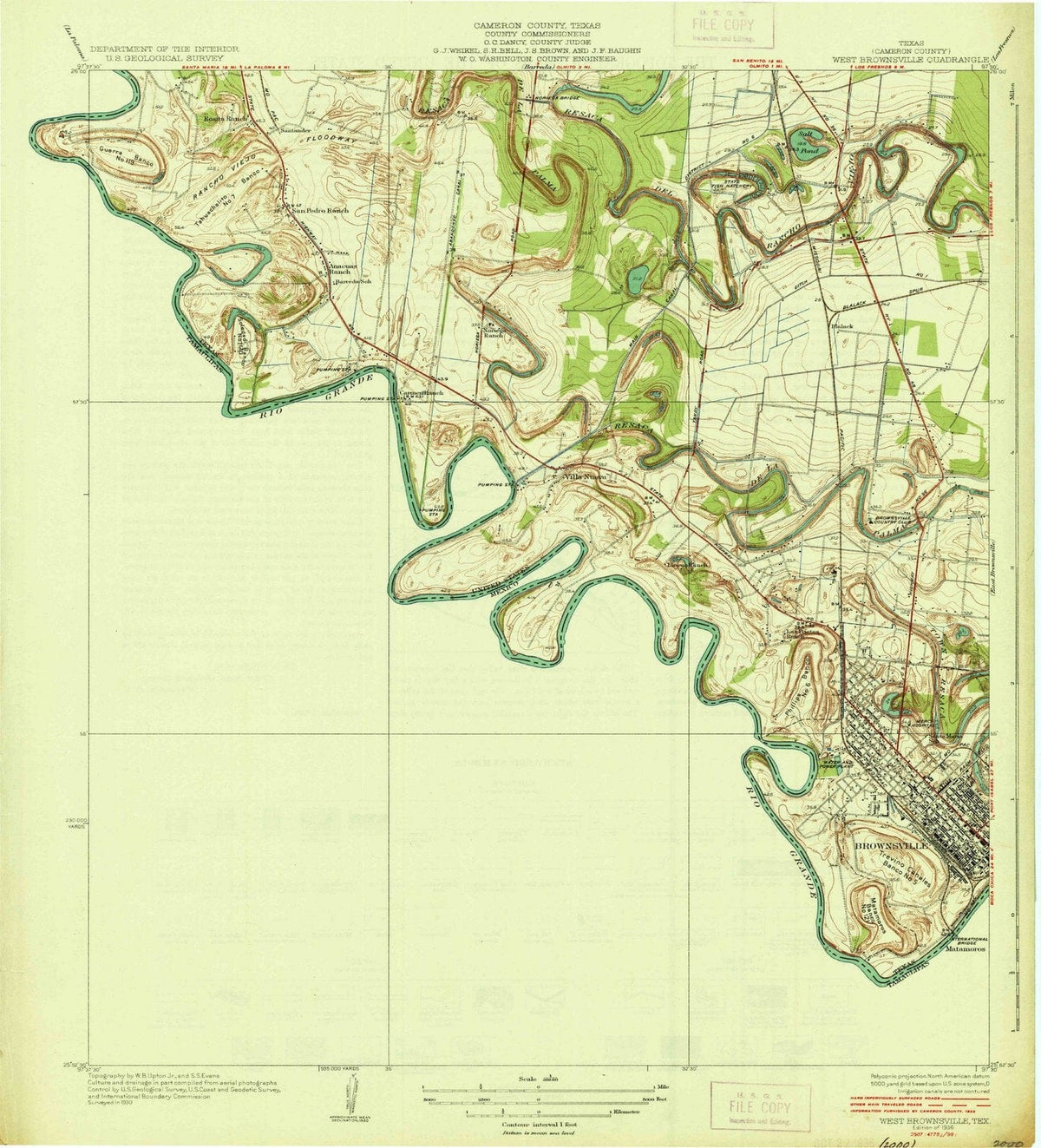 1936 Brownsville, TX - Texas - USGS Topographic Map