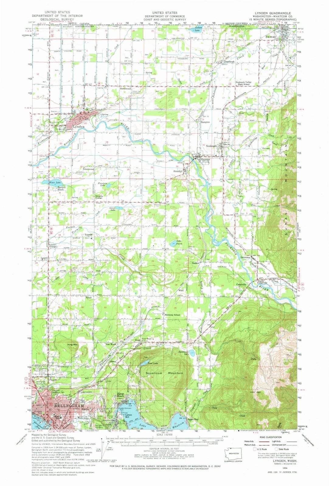 1954 Lynden, WA - Washington - USGS Topographic Map
