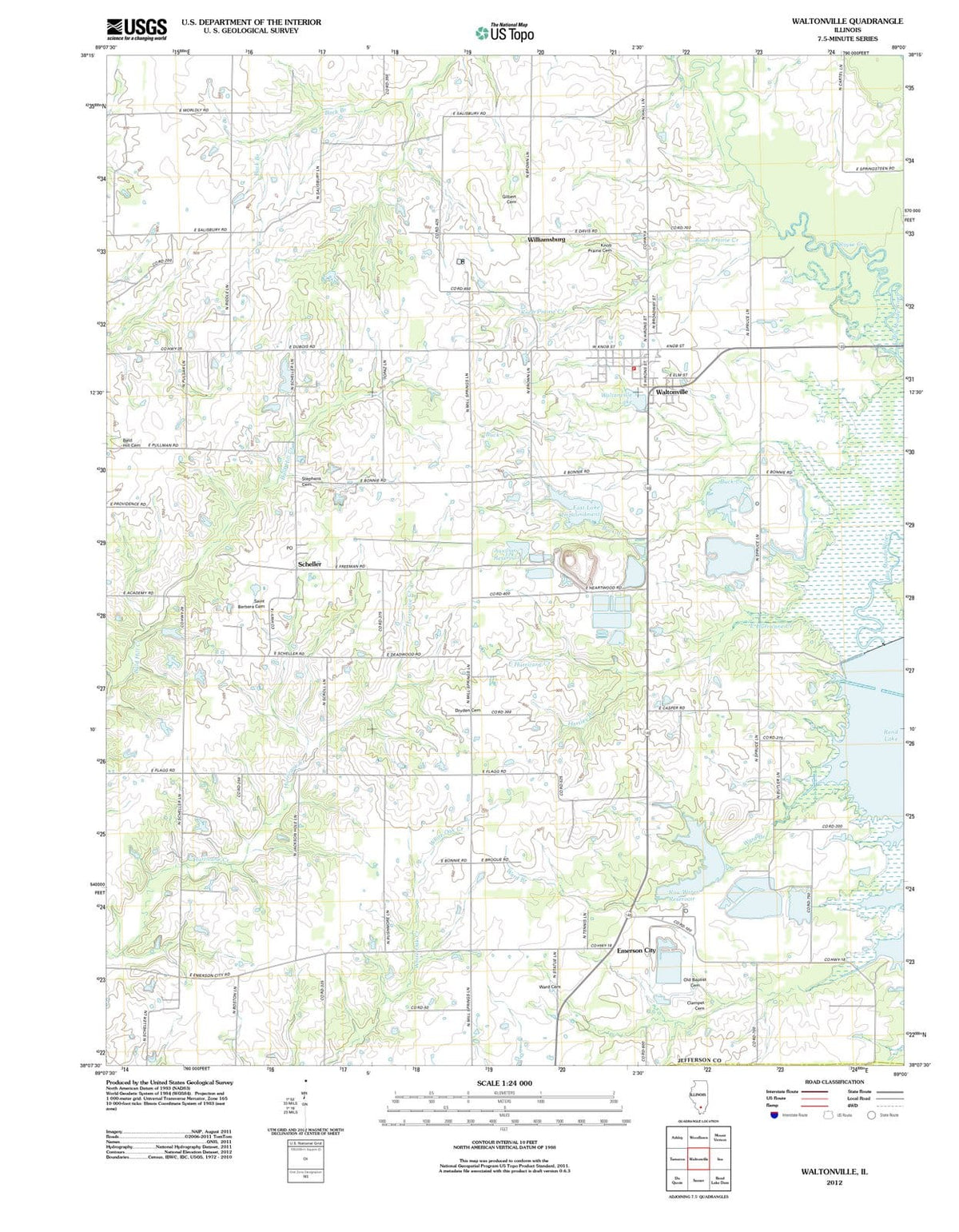 2012 Waltonville, IL - Illinois - USGS Topographic Map