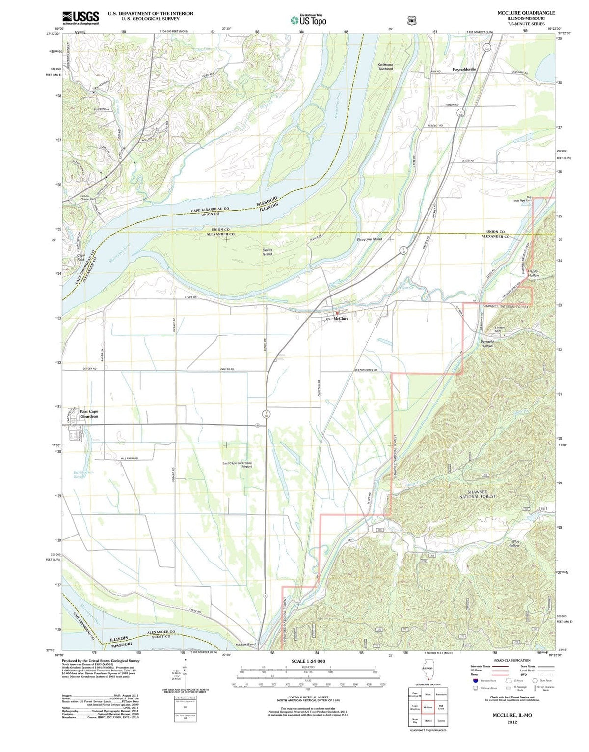 2012 Mcclure, IL - Illinois - USGS Topographic Map