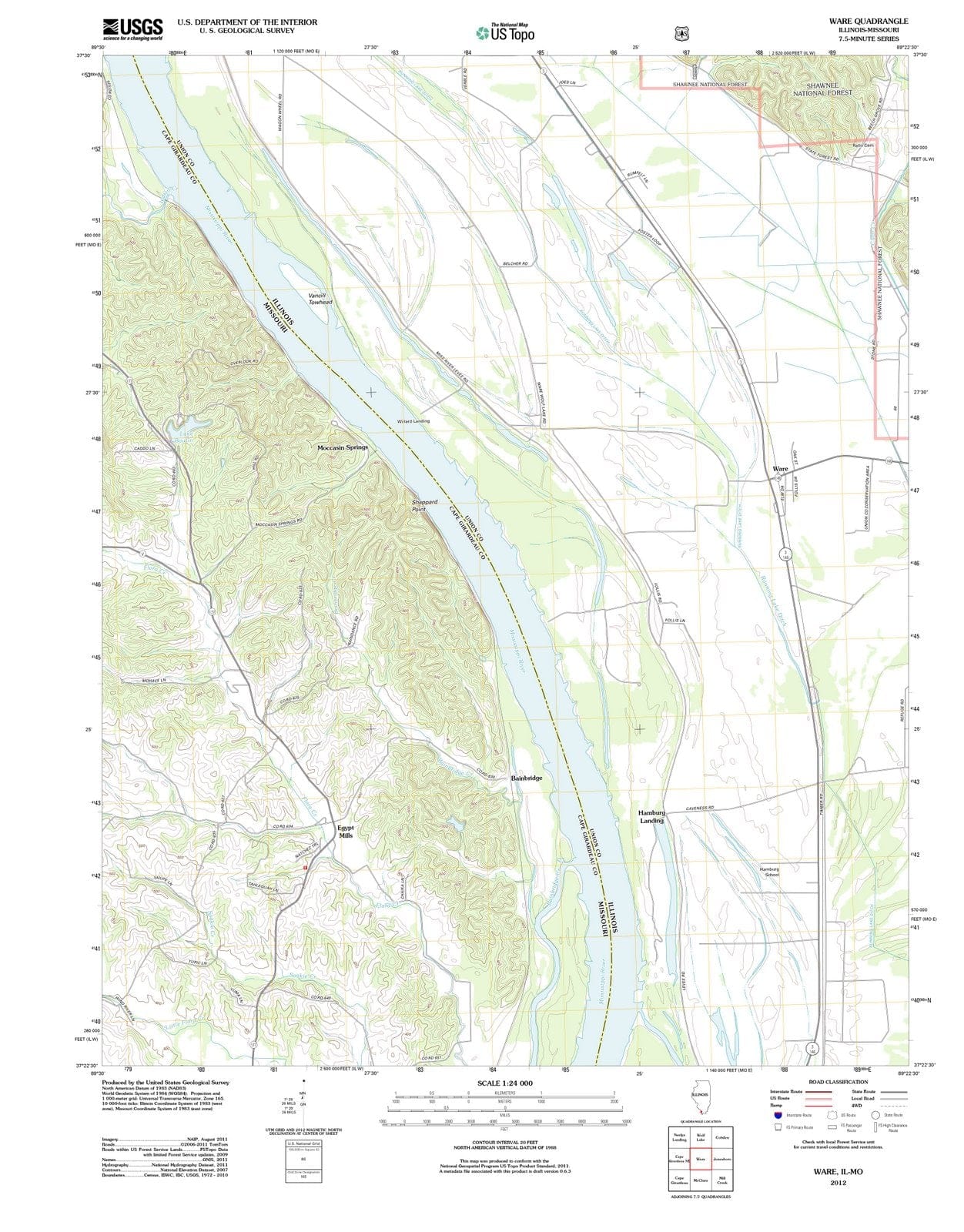 2012 Ware, IL - Illinois - USGS Topographic Map
