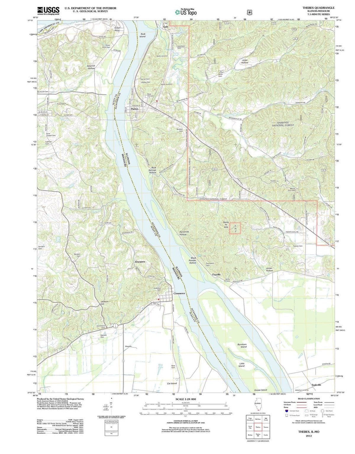 2012 Thebes, IL - Illinois - USGS Topographic Map