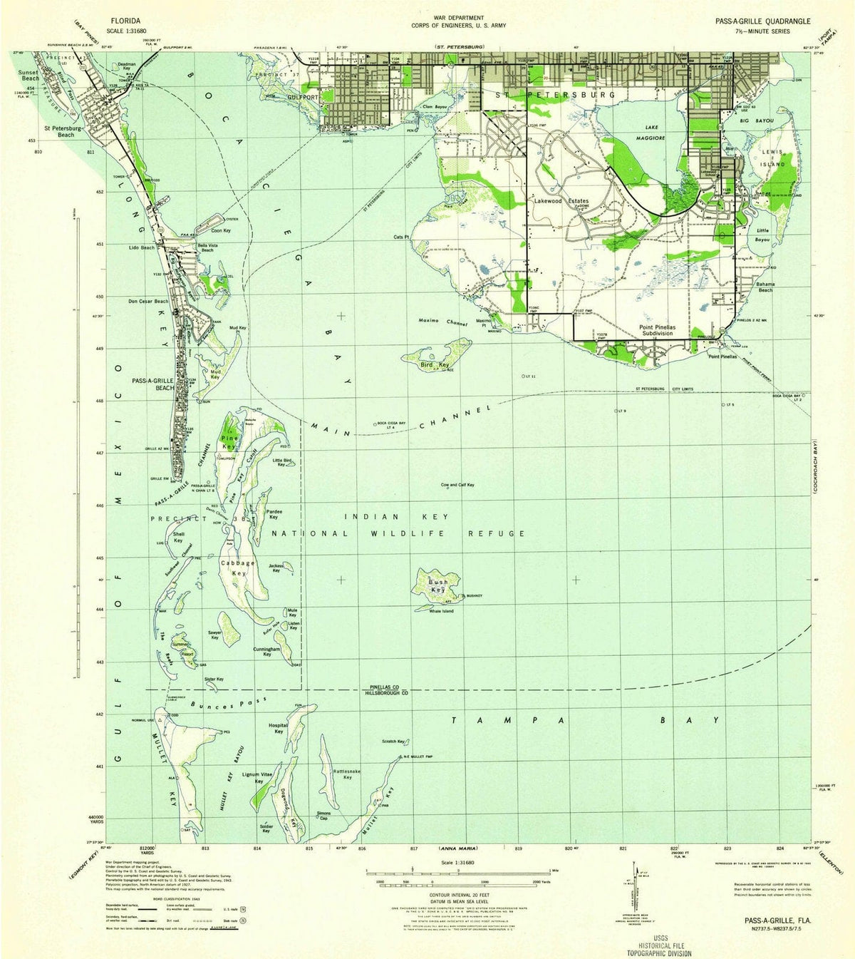 1943 Pass, FL - Florida - USGS Topographic Map