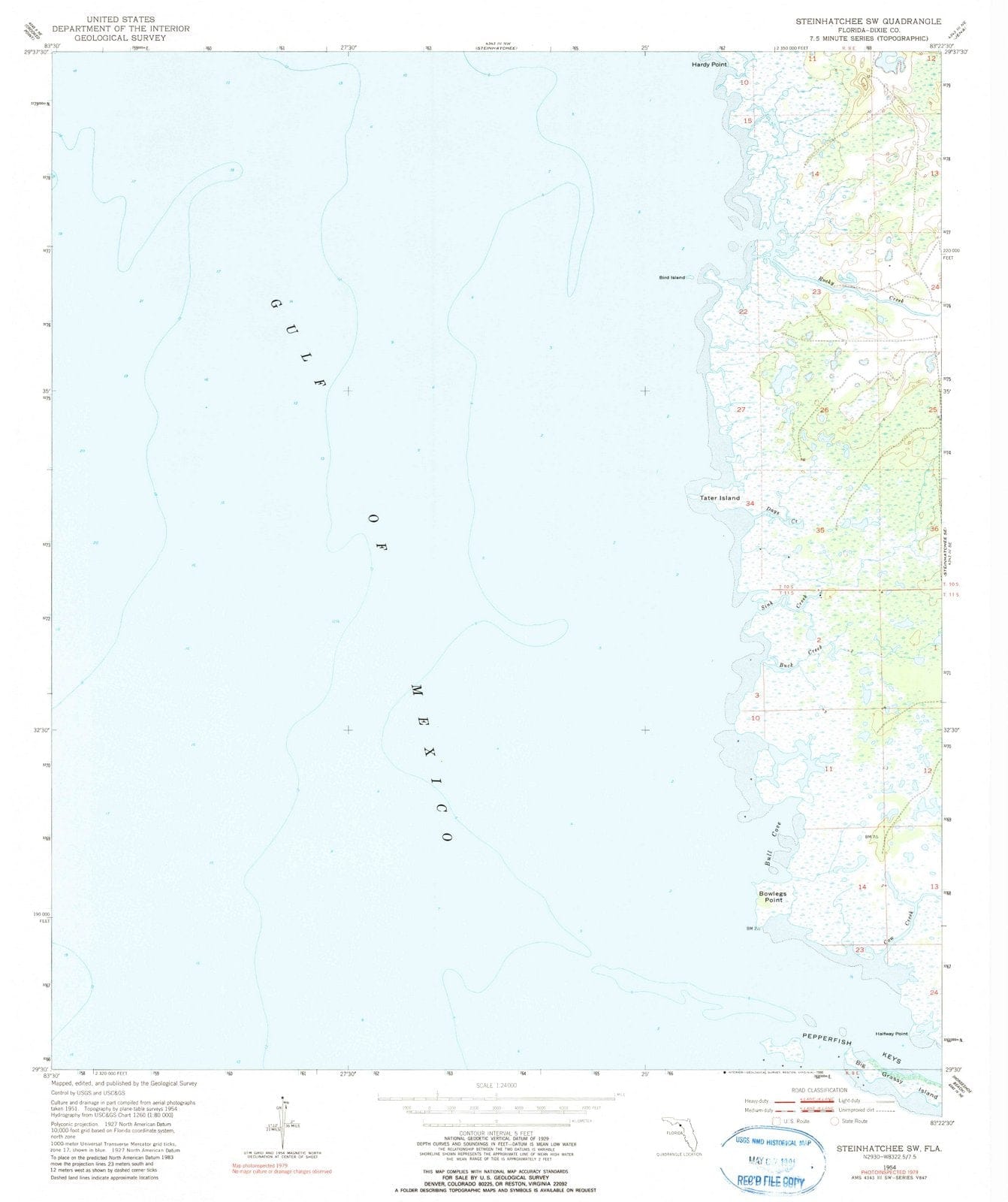 1954 Steinhatchee, FL - Florida - USGS Topographic Map v3