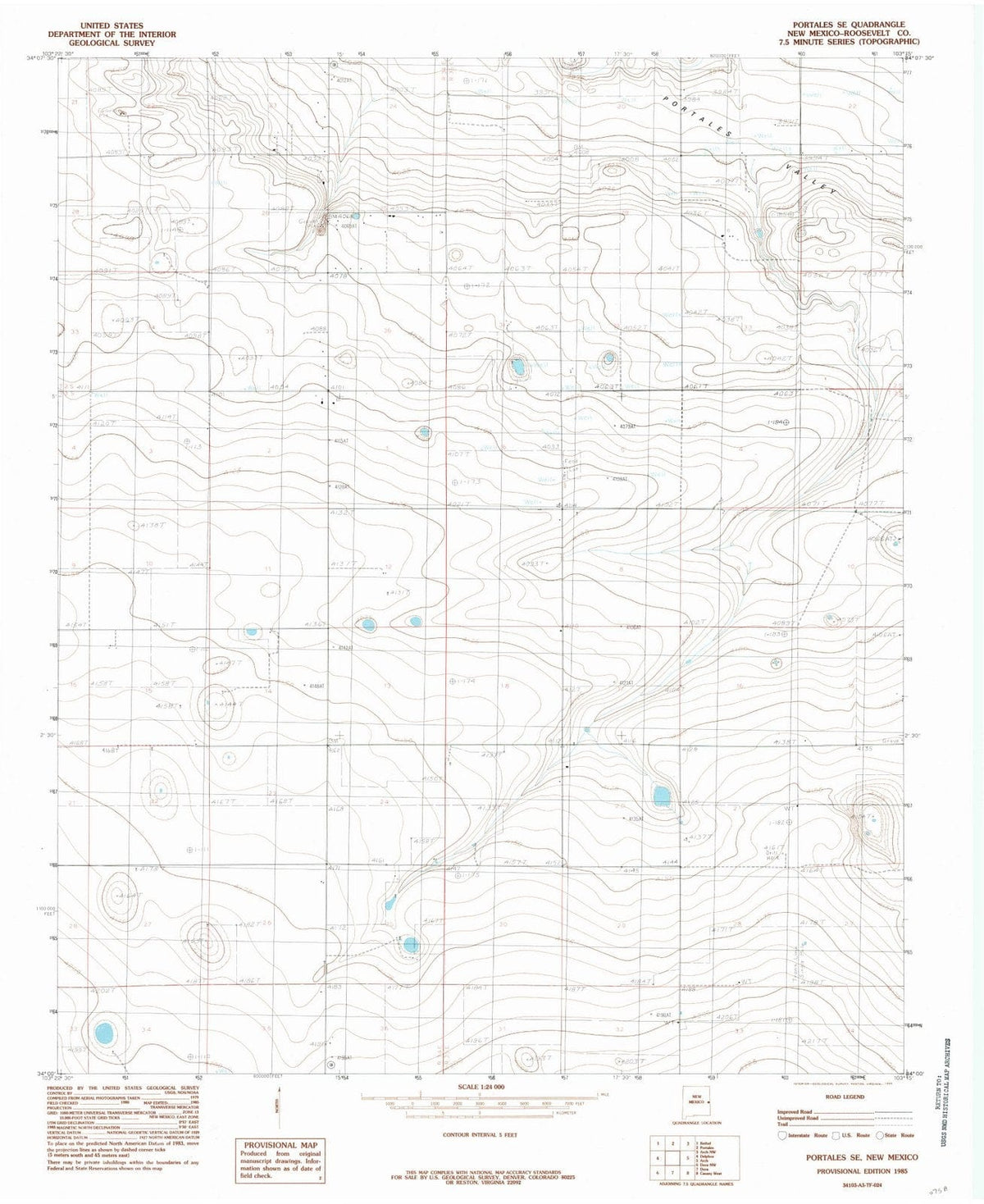 1985 Portales, NM - New Mexico - USGS Topographic Map