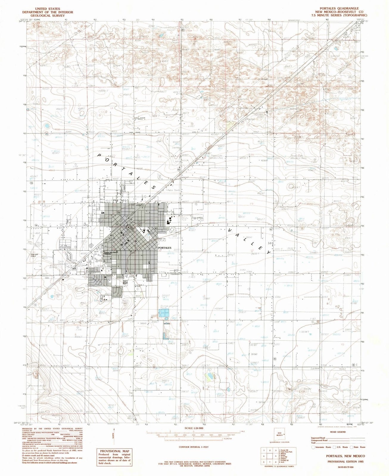1985 Portales, NM - New Mexico - USGS Topographic Map v2