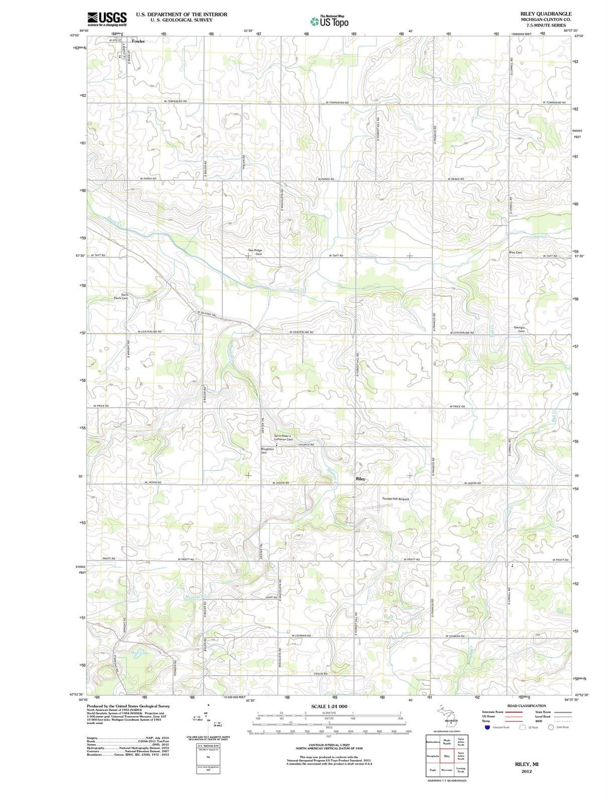 2012 Riley, MI - Michigan - USGS Topographic Map