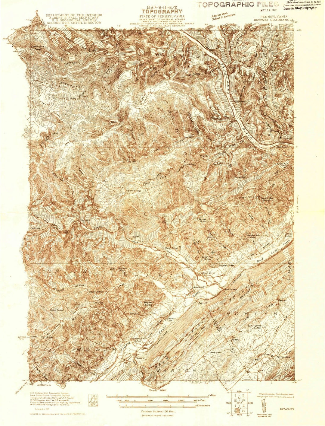 1921 Howard, PA - Pennsylvania - USGS Topographic Map v2