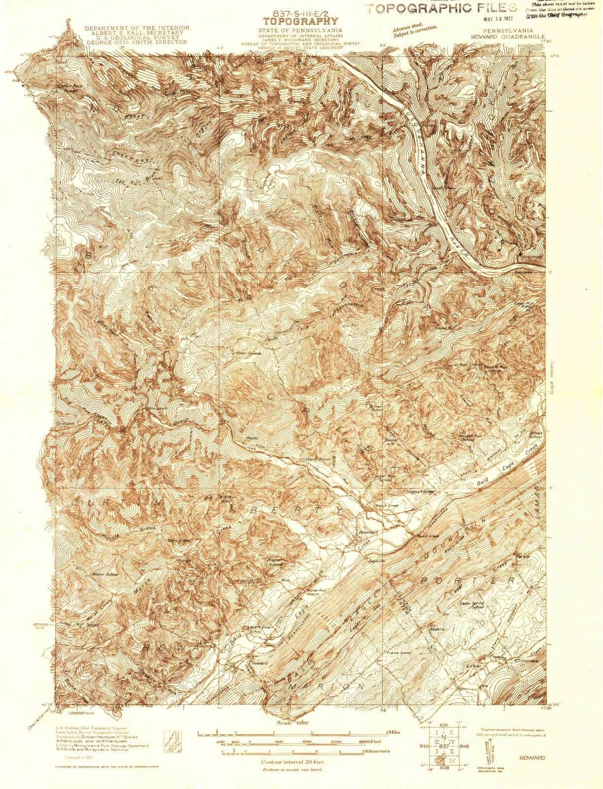 1921 Howard, PA - Pennsylvania - USGS Topographic Map v2