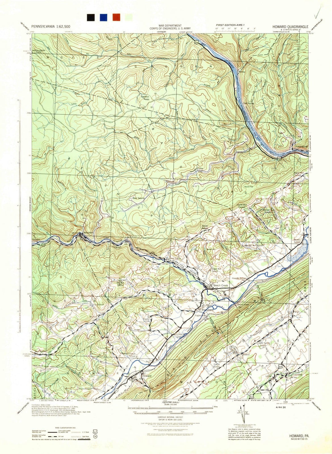 1944 Howard, PA - Pennsylvania - USGS Topographic Map