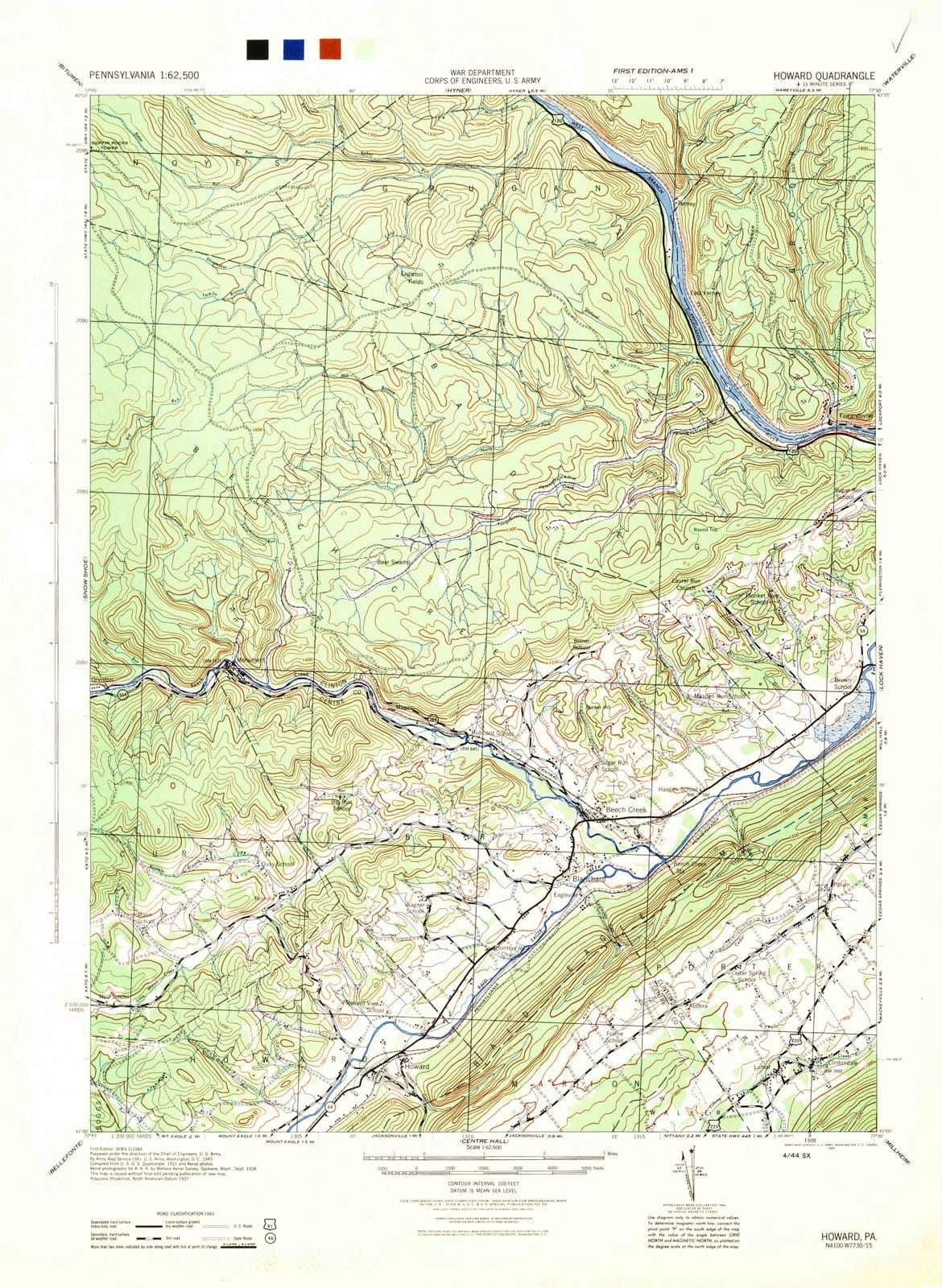 1944 Howard, PA - Pennsylvania - USGS Topographic Map