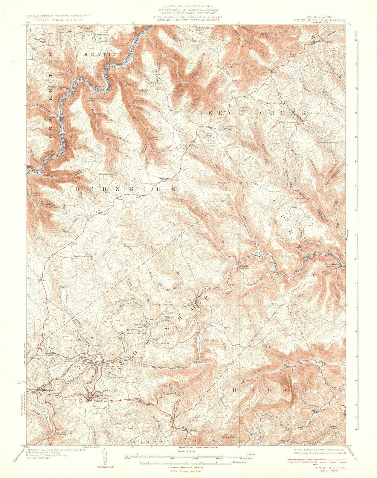 1931 Show Shoe, PA - Pennsylvania - USGS Topographic Map
