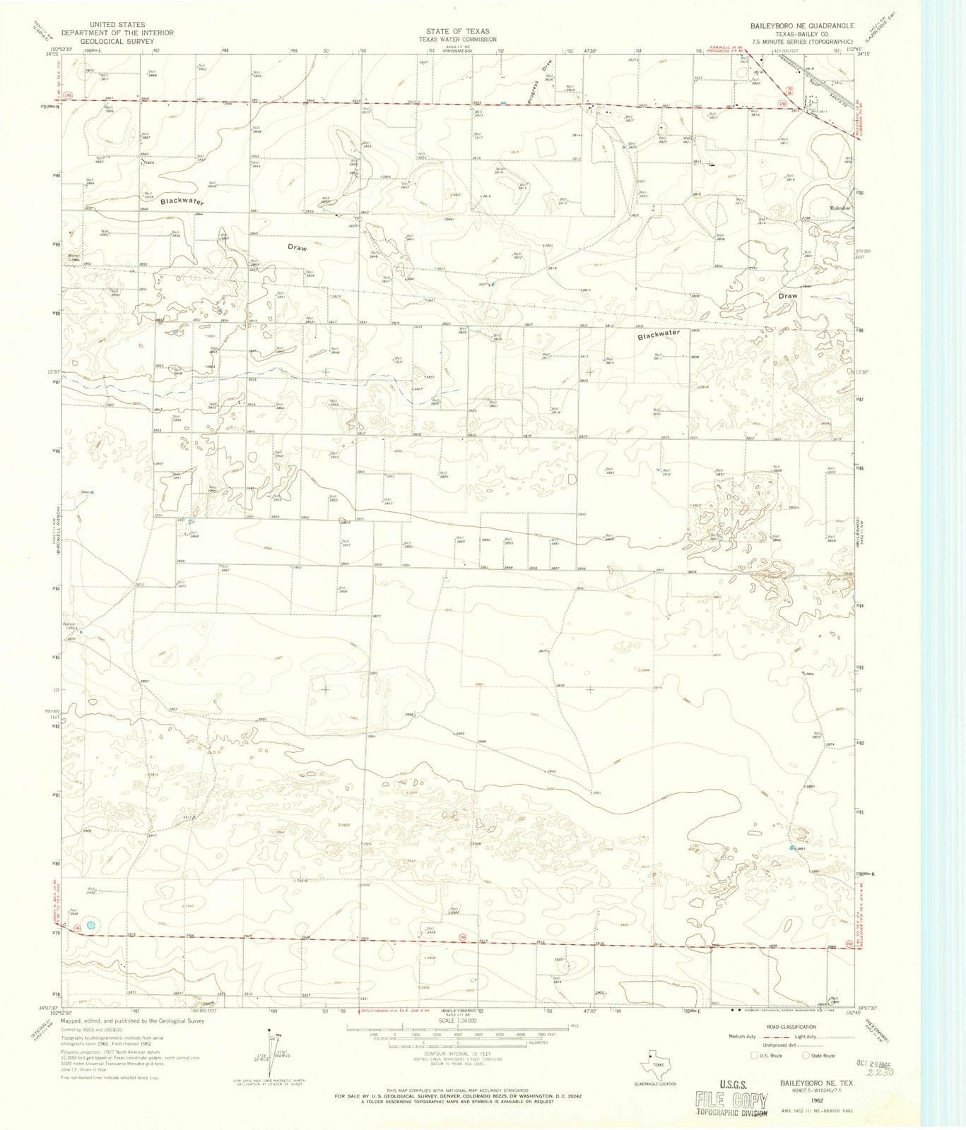 1962 Baileyboro, TX - Texas - USGS Topographic Map v2