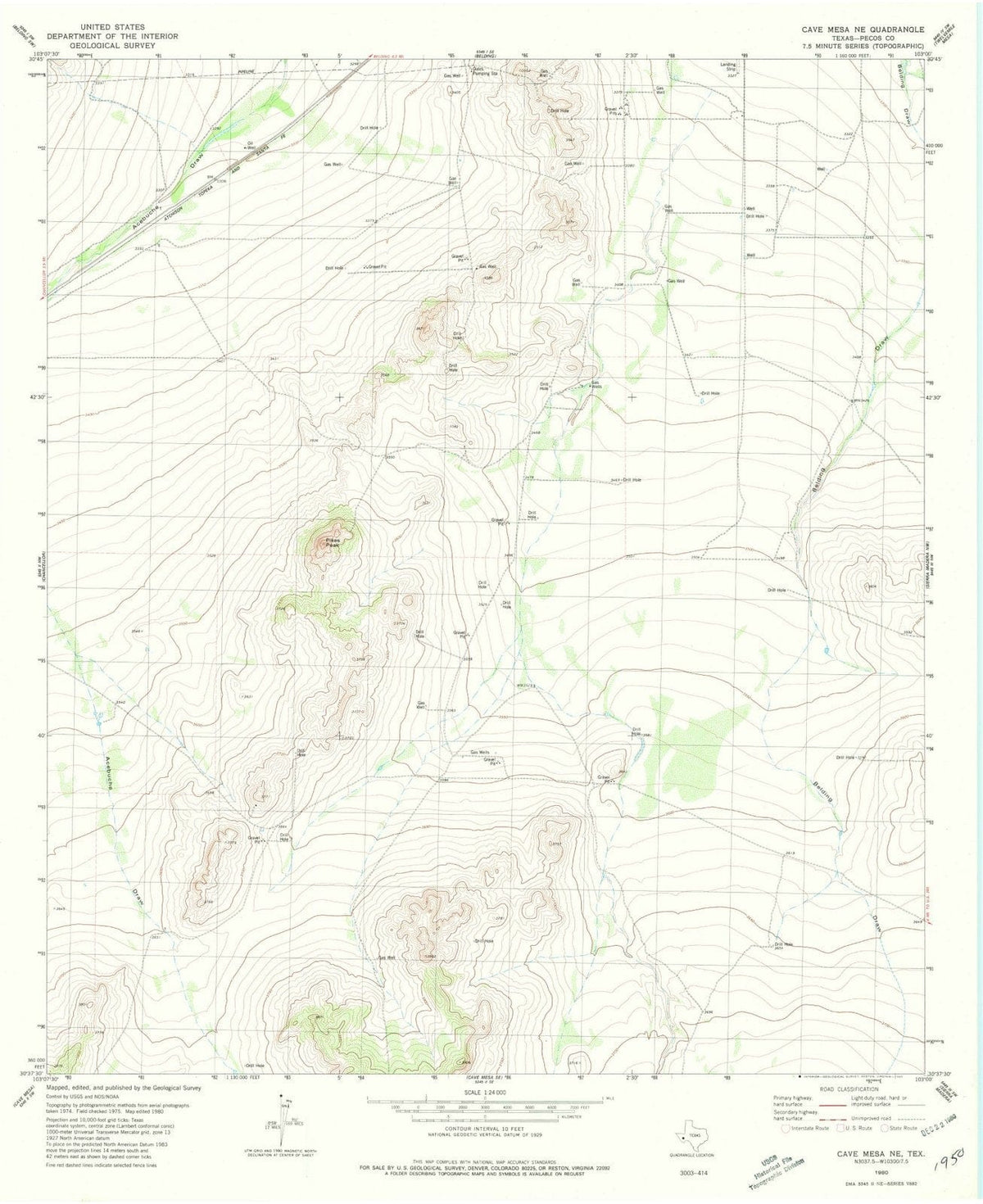 1980 Cave Mesa, TX - Texas - USGS Topographic Map v3