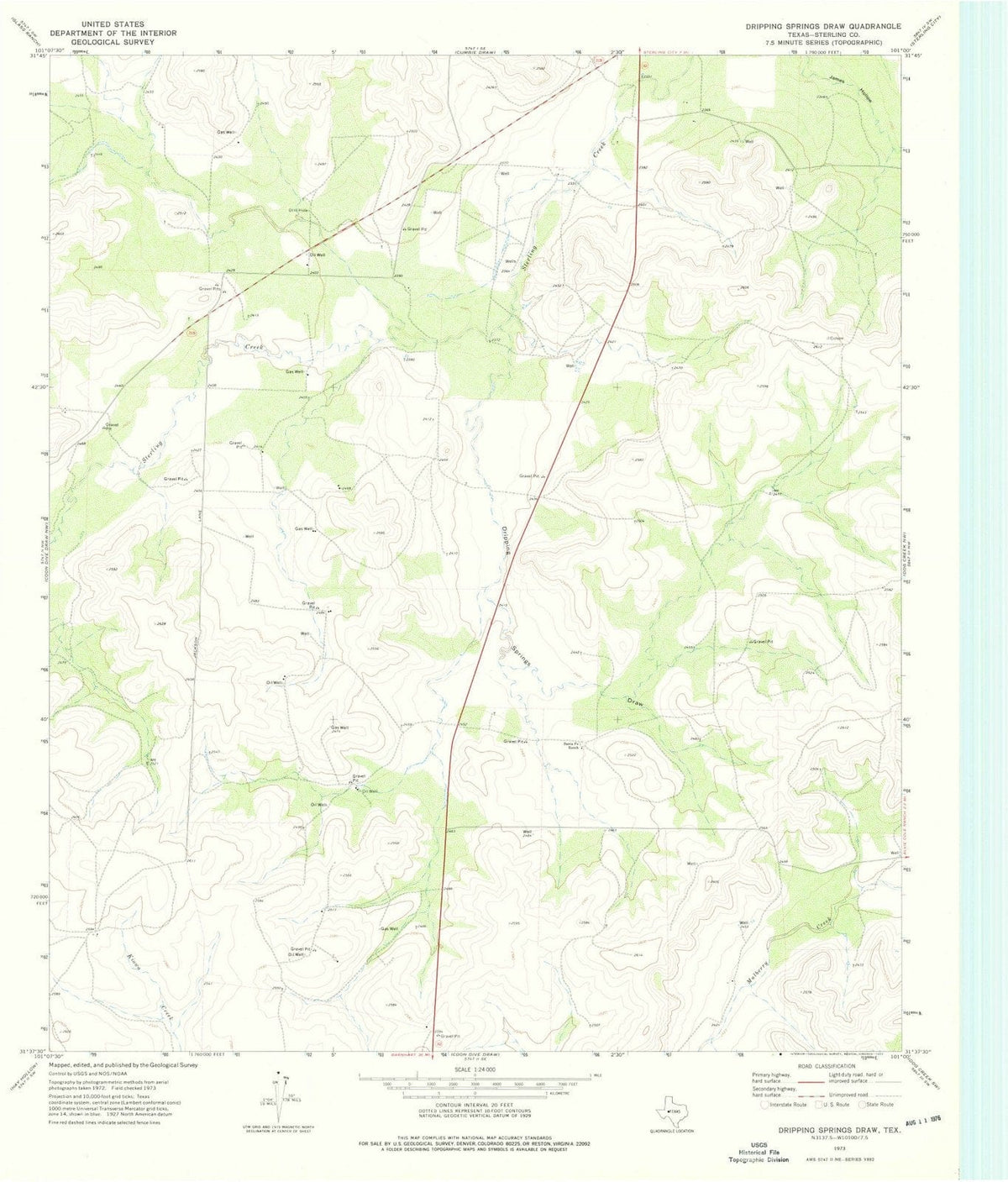 1973 Dripping Springsraw, TX - Texas - USGS Topographic Map