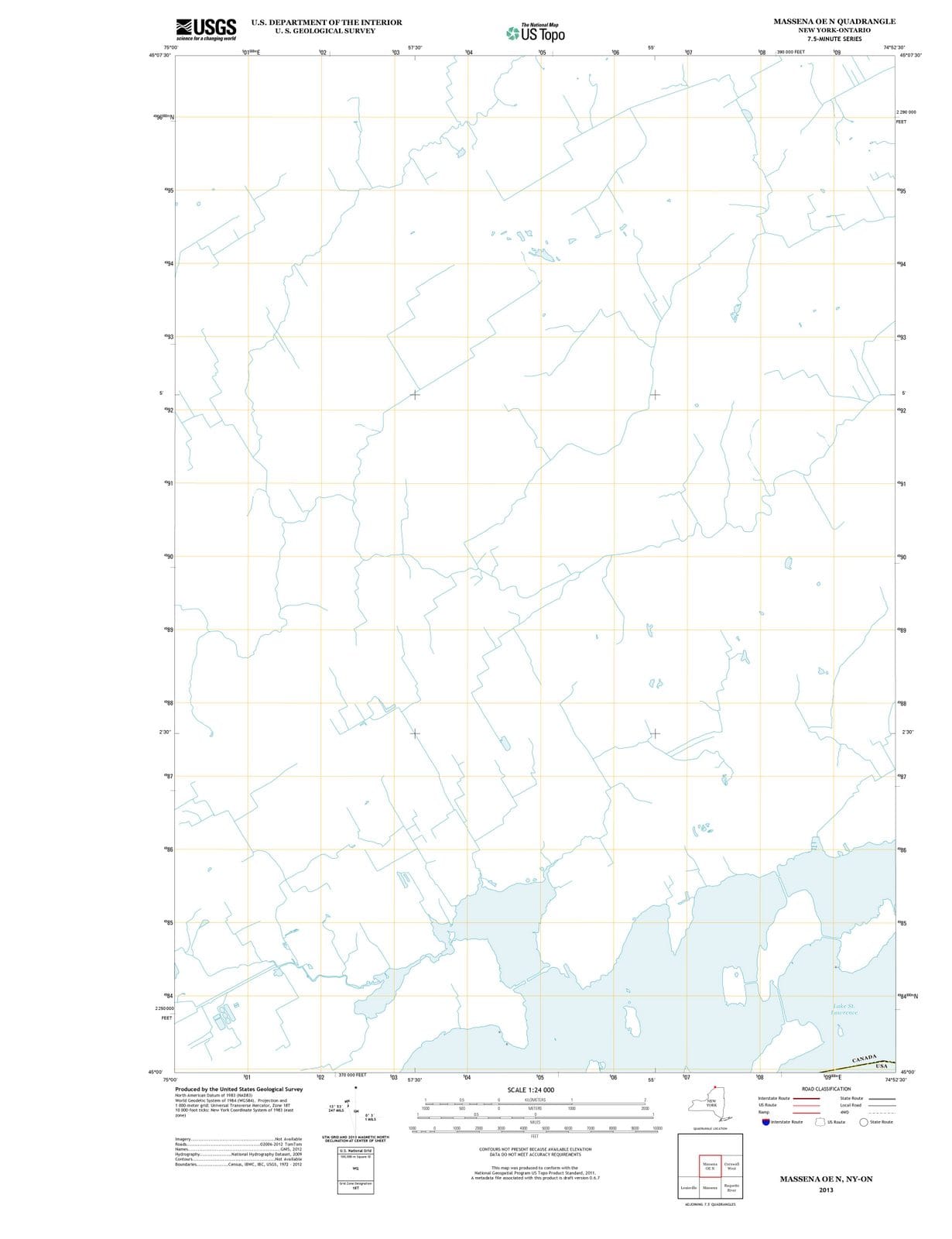 2013 Massena, NY - New York - USGS Topographic Map