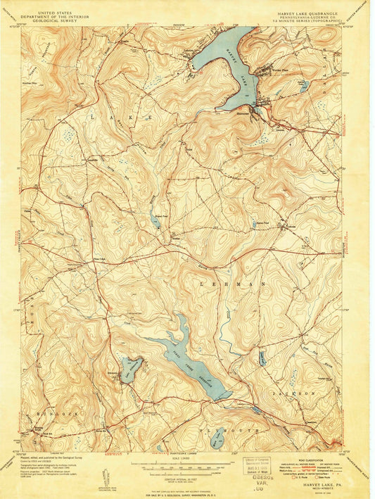 1949 Harvey Lake, PA - Pennsylvania - USGS Topographic Map