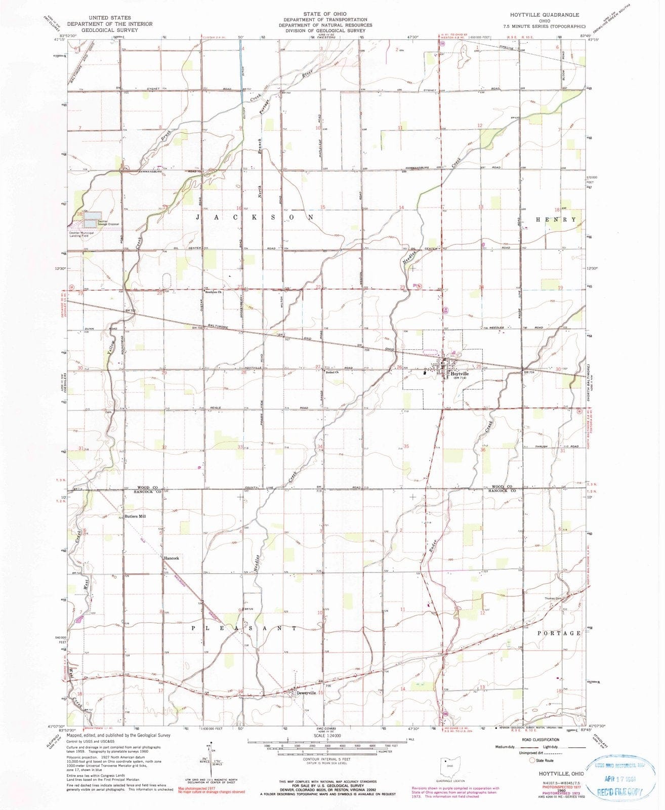 1960 Hoytville, OH - Ohio - USGS Topographic Map