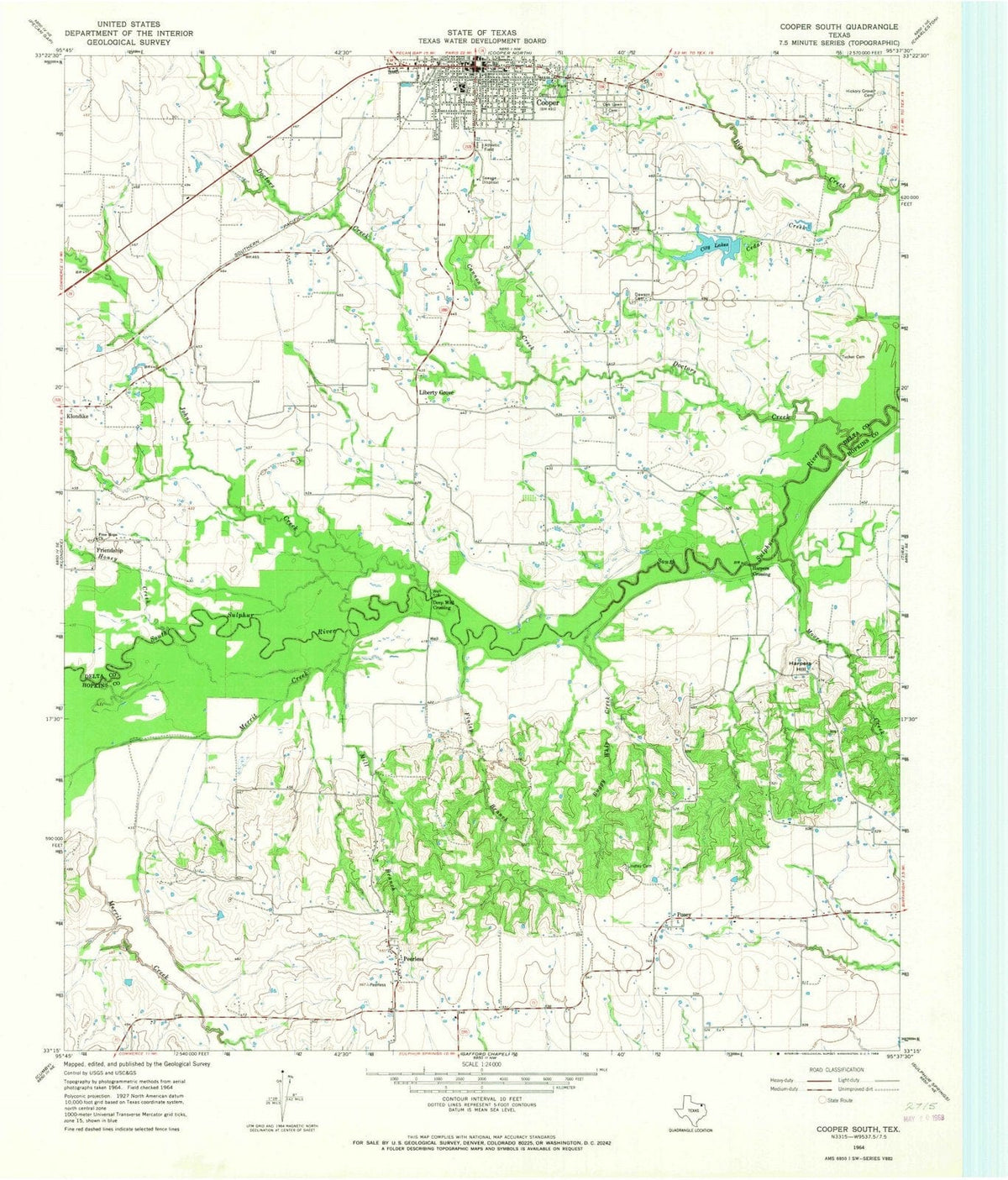 1964 Cooper South, TX - Texas - USGS Topographic Map