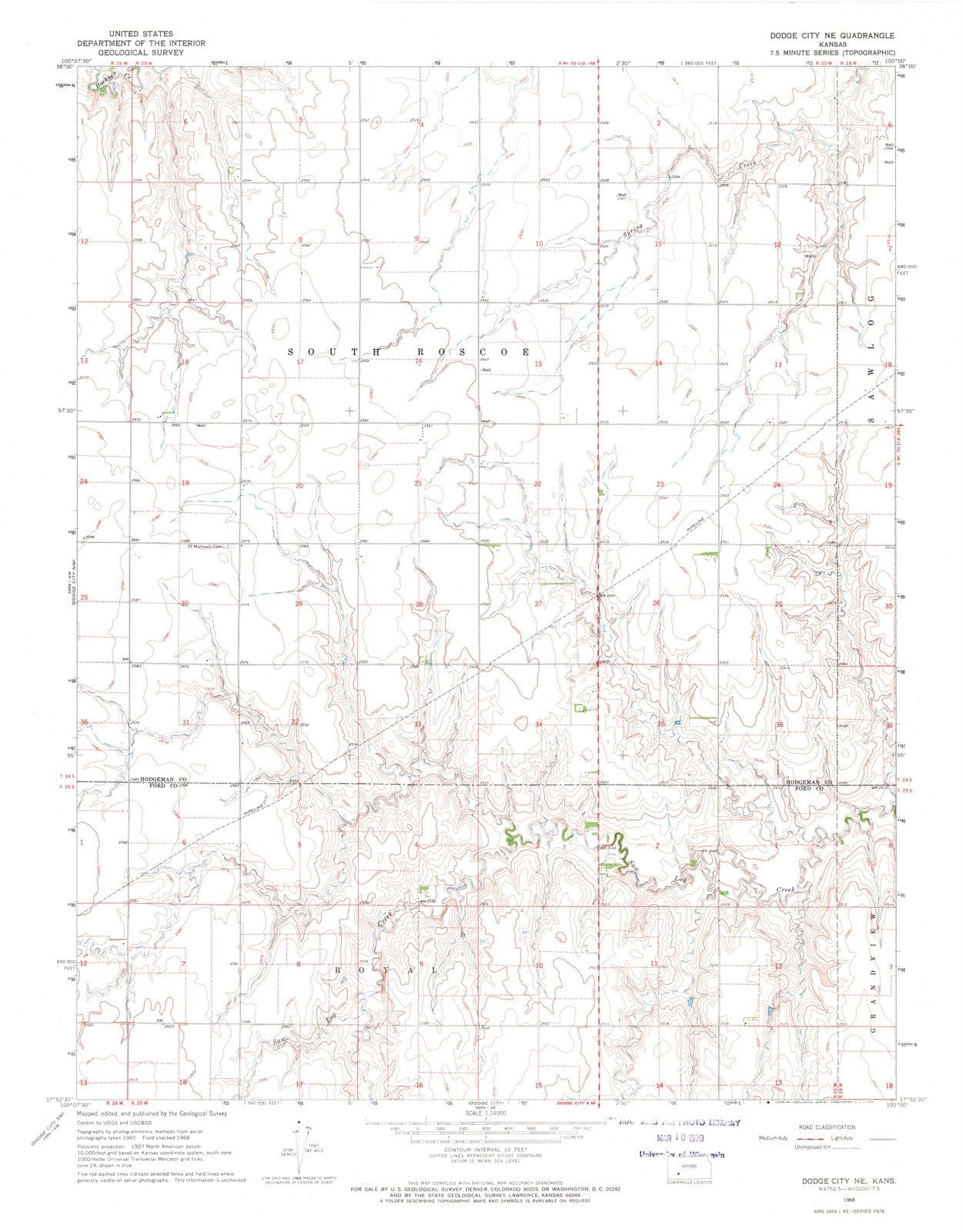 1968 Dodge City, KS - Kansas - USGS Topographic Map