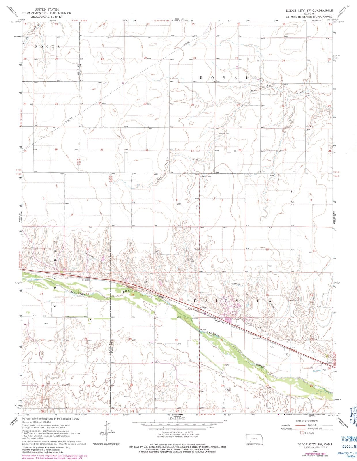 1968 Dodge City, KS - Kansas - USGS Topographic Map v3