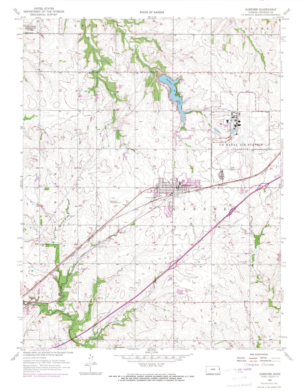 1957 Gardner, KS - Kansas - USGS Topographic Map