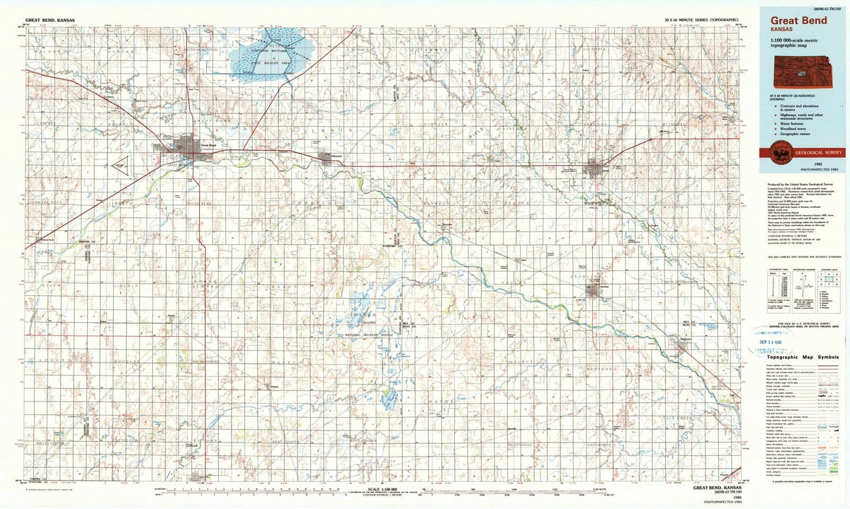 1985 Great Bend, KS - Kansas - USGS Topographic Map